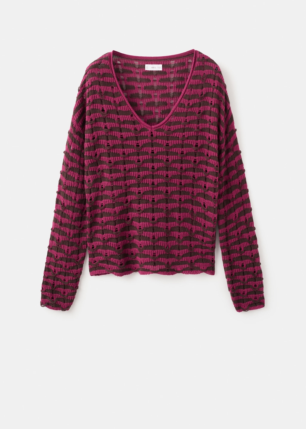 Knit sweater with lace pattern