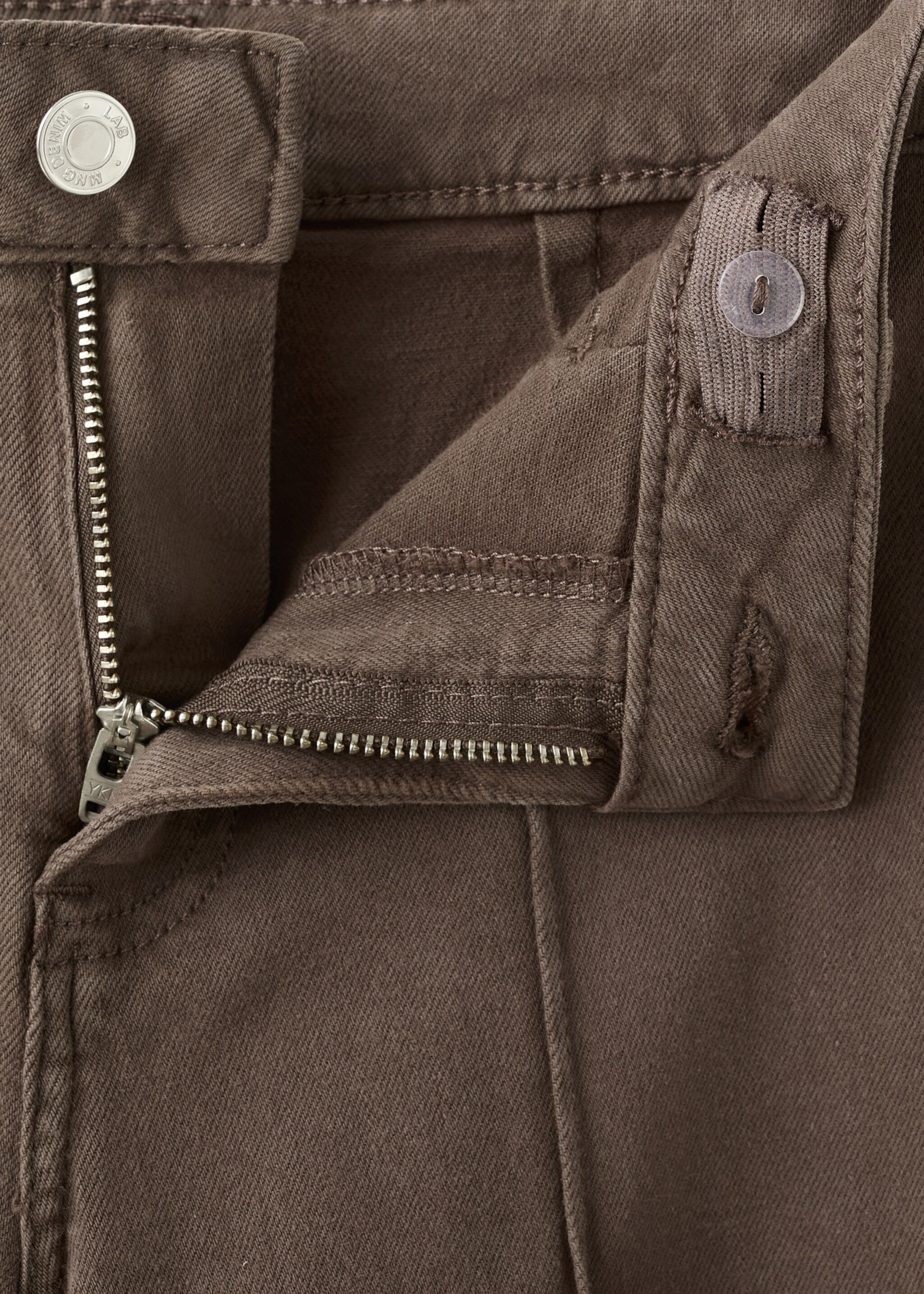 Culotte jeans with seam detail - Details of the article 8, Brown. Ref: 27012892-00.