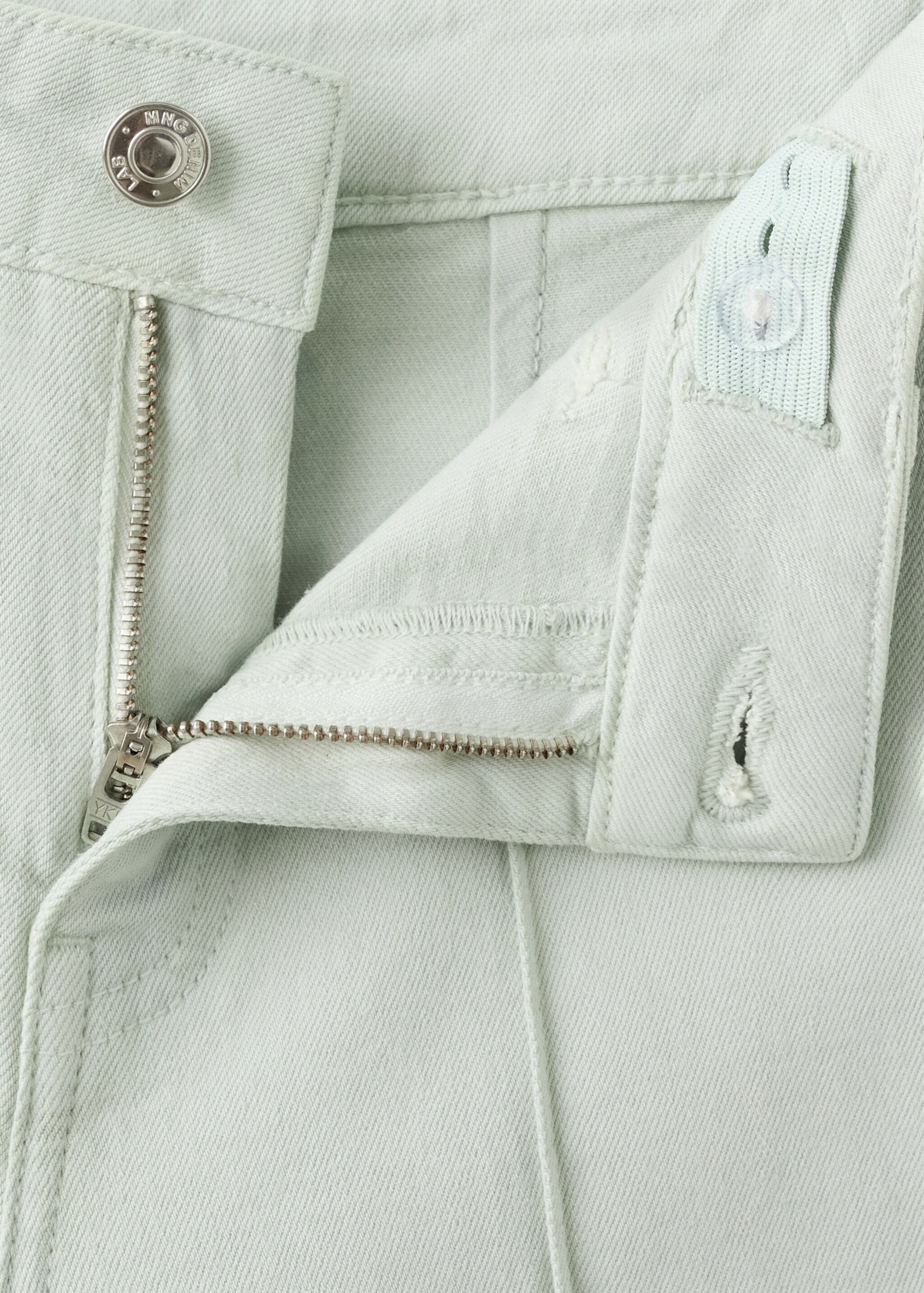 Culotte jeans with seam detail - Details of the article 0, Aqua Green. Ref: 27012892-00.