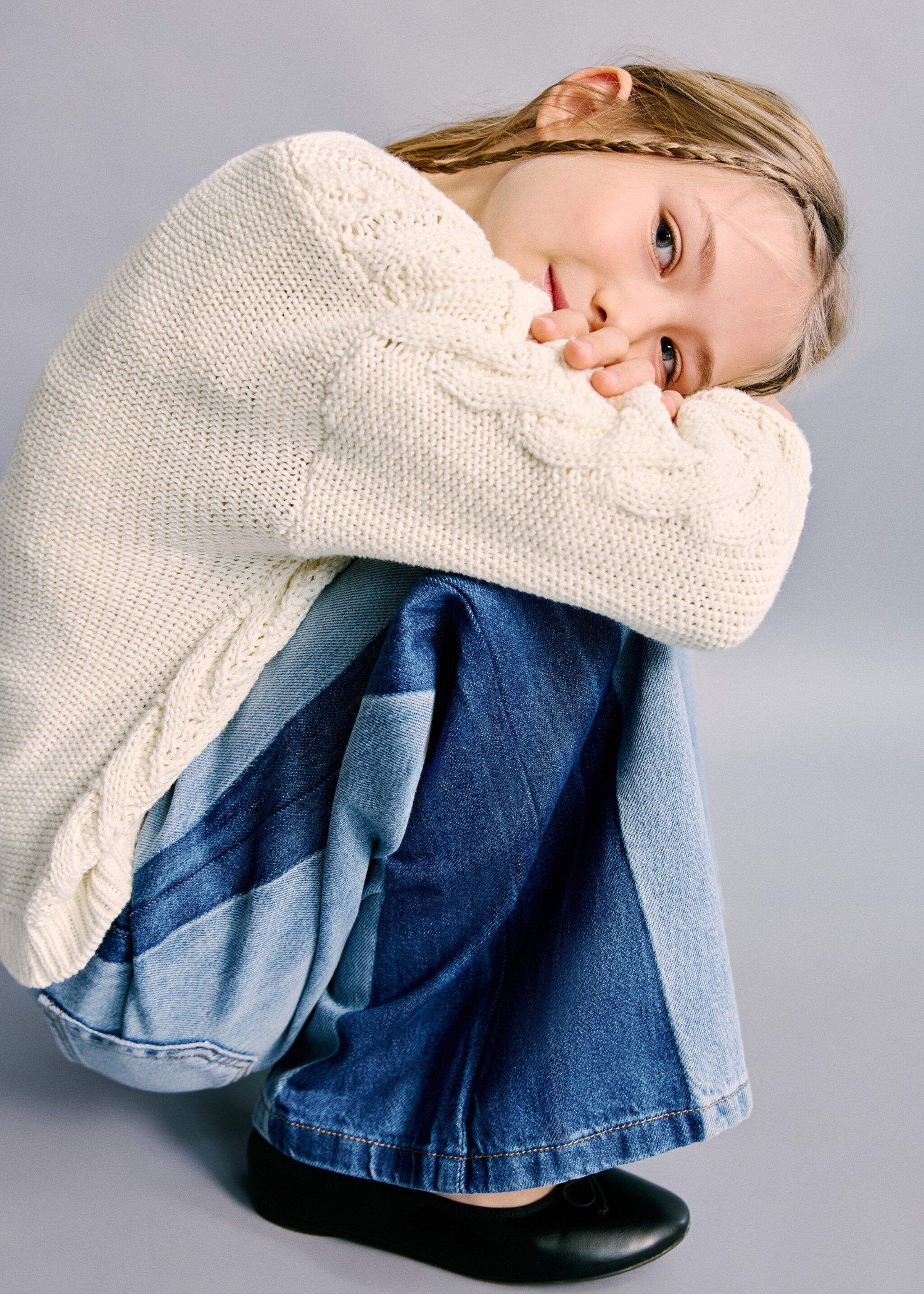 Jeans palazzo bicolor - Pormenor do artigo 1, Azul-médio. Ref: 27012893-00.