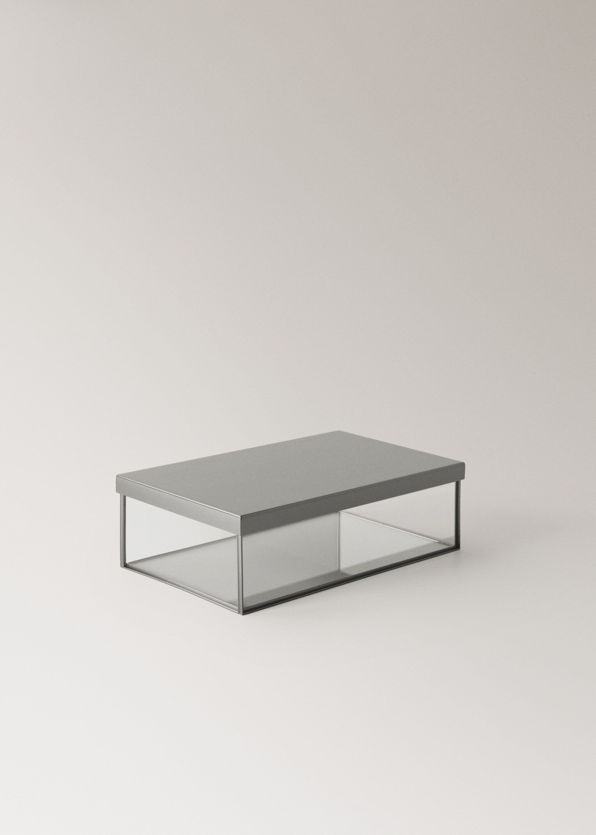 Medium glass box with metal contrast - Details of the article 1, Silver. Ref: 27012908-00.