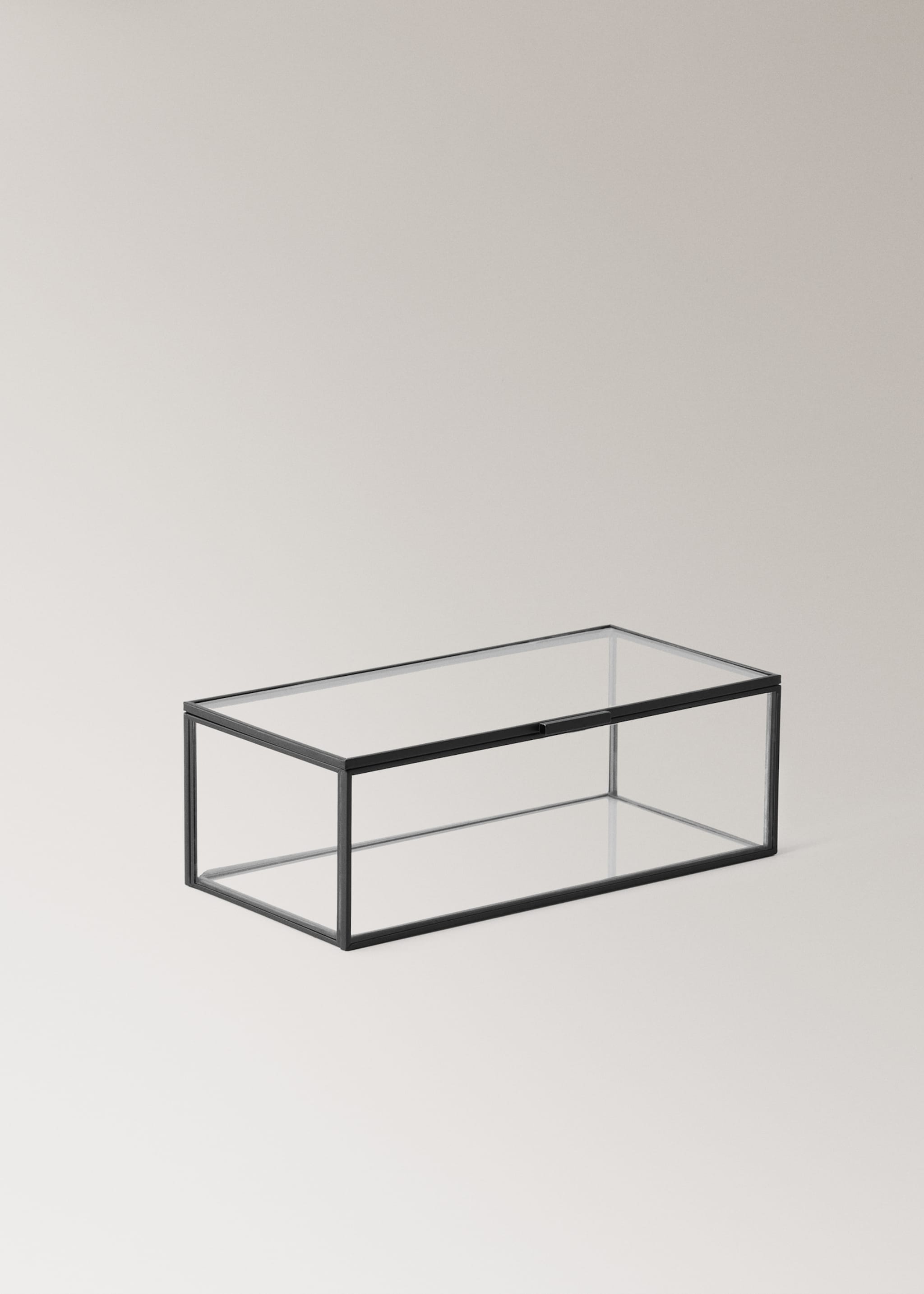 Small glass and metal jewellery box - Details of the article 1, Black. Ref: 27012917-00.