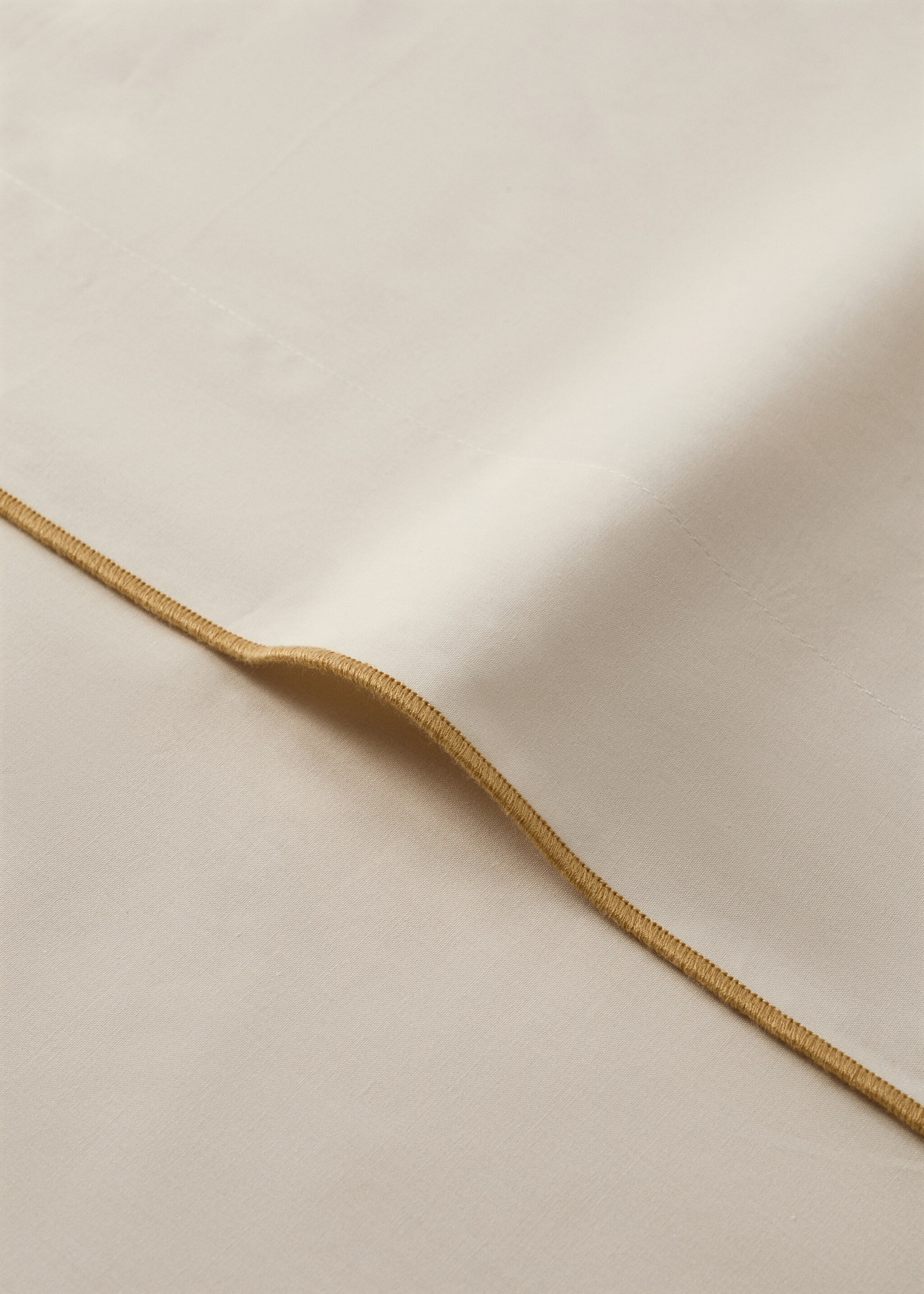 Reversible colour percale cotton top sheet for 180/200 cm bed - Details of the article 1, Mustard. Ref: 27012923-00.