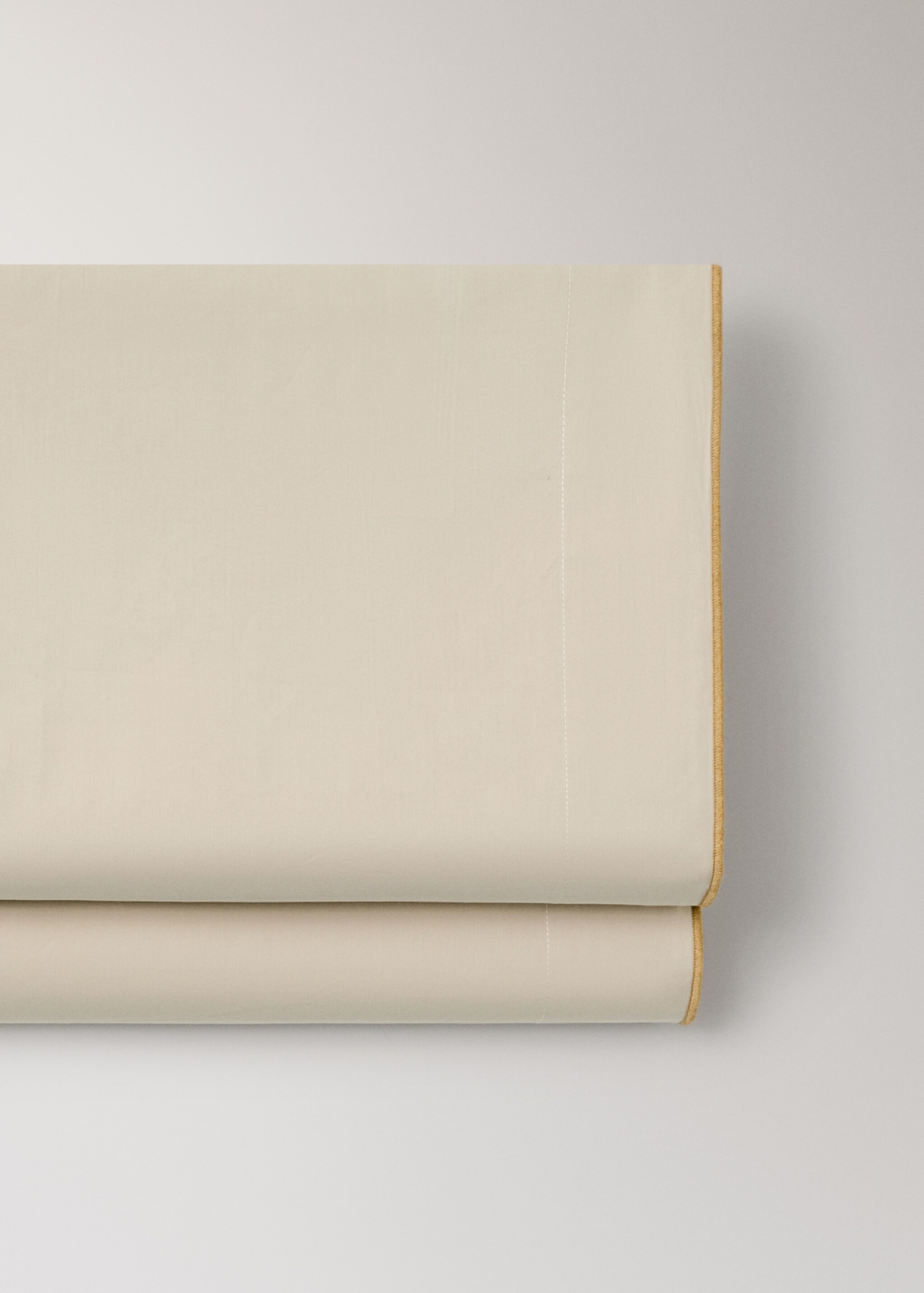 Reversible colour percale cotton top sheet for 180/200 cm bed - Details of the article 2, Mustard. Ref: 27012923-00.