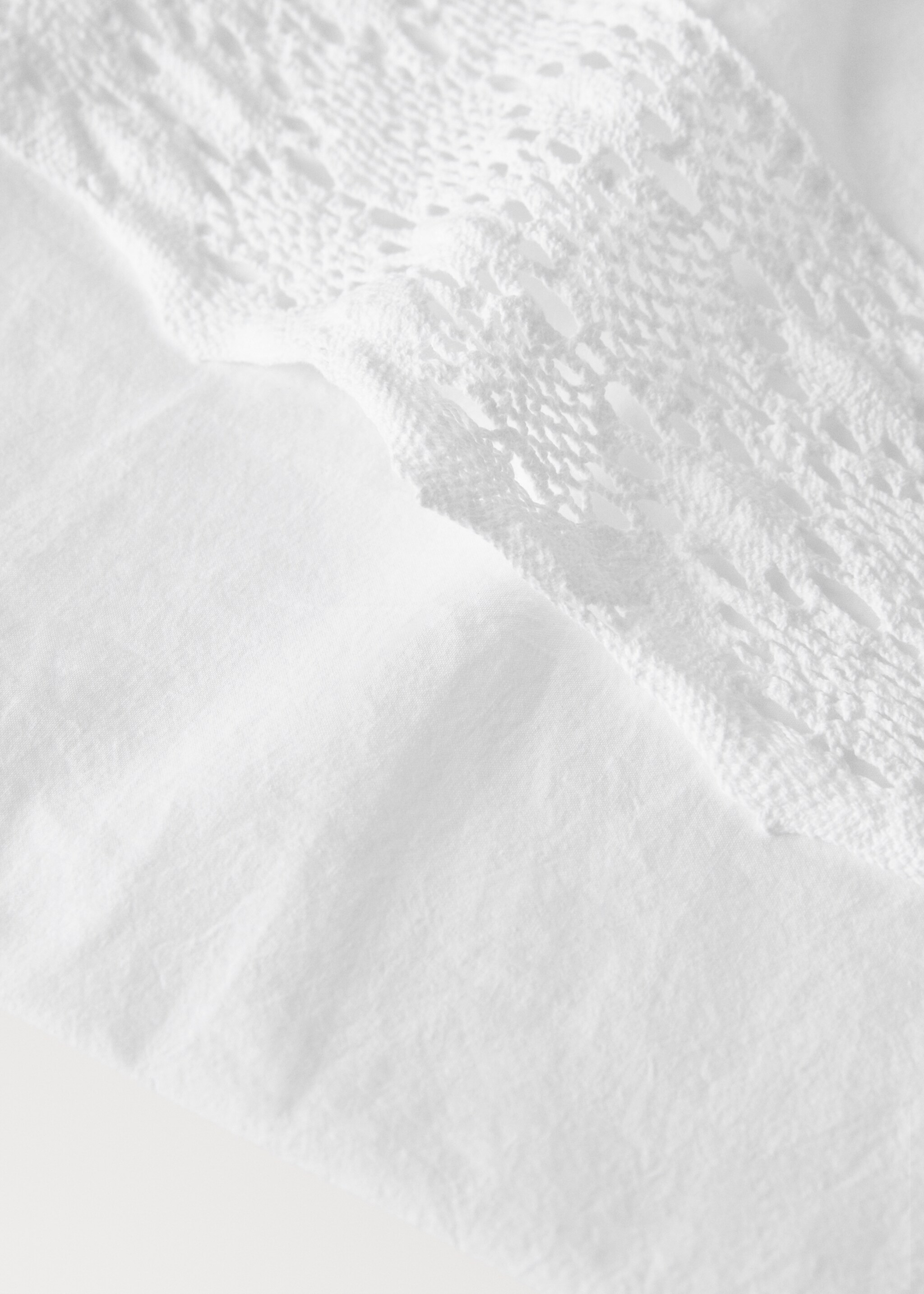 Top sheet cotton garment-dyed wide lace Bed 180/200 cm - Details of the article 1, White. Ref: 27012928-00.