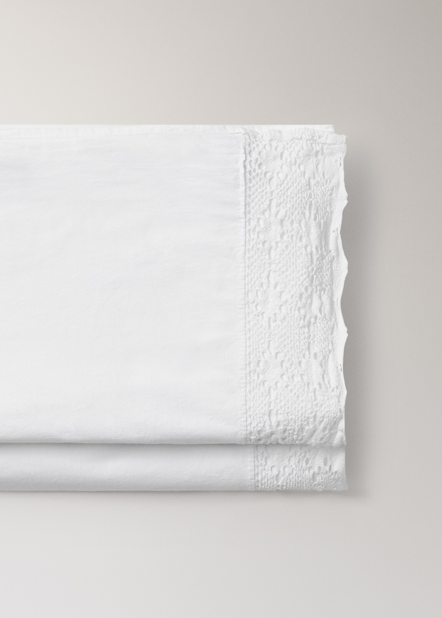 Top sheet cotton garment-dyed wide lace Bed 200 cm - Details of the article 2