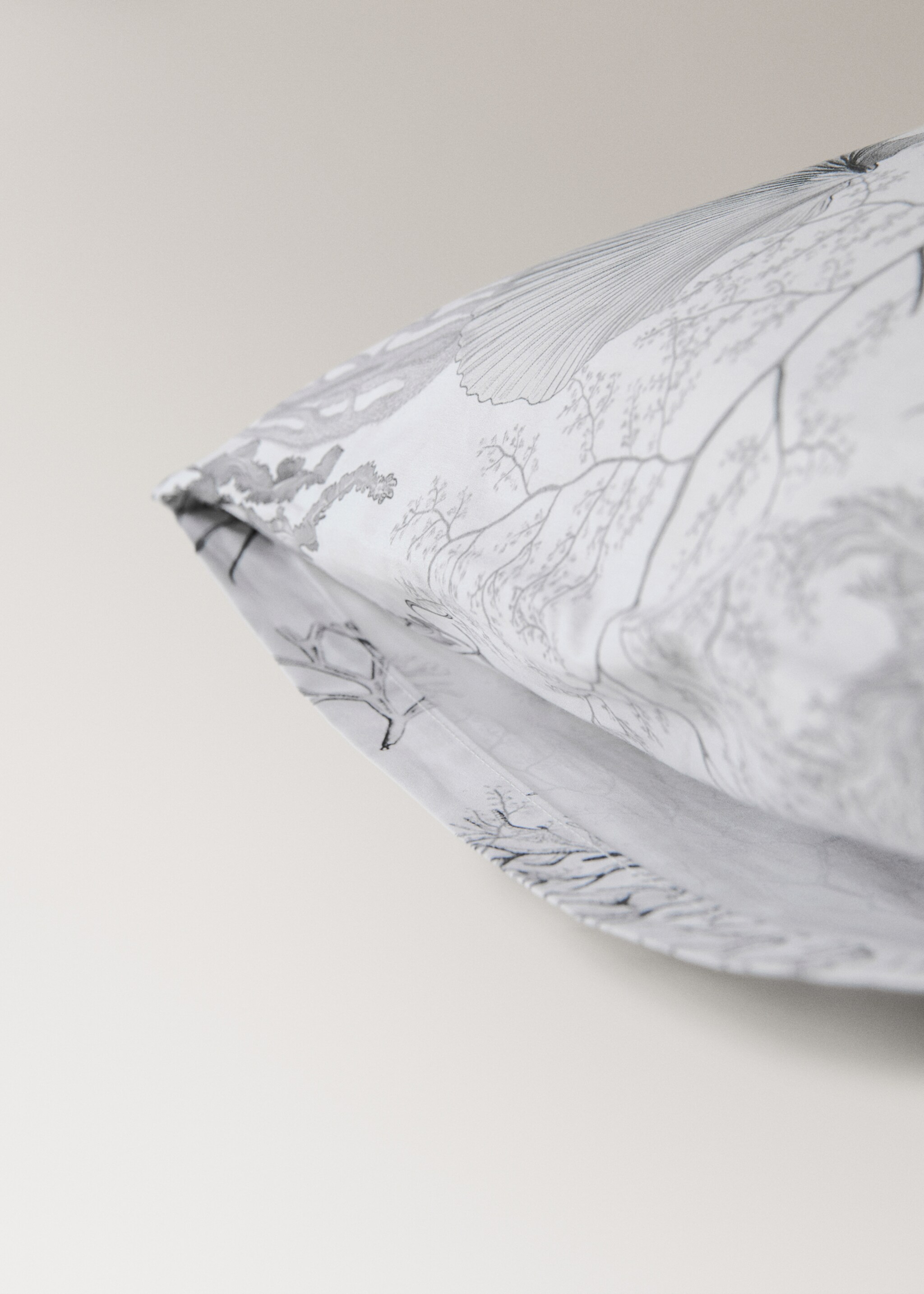 Two printed percale pillowcases with a sea motif 50x75 cm - Details of the article 2, Grey. Ref: 27012947-00.