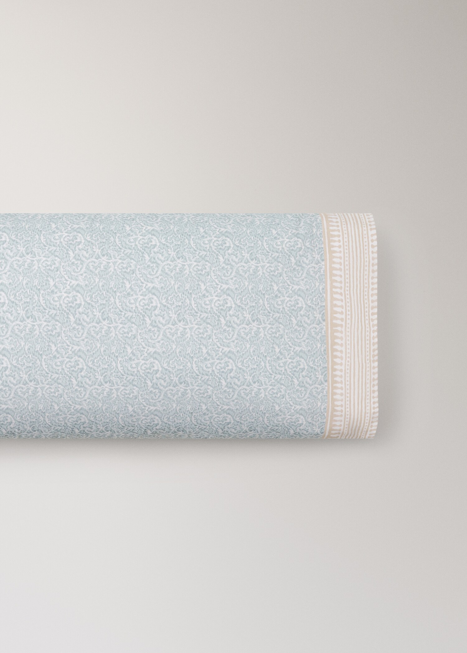 Decorative floral percale pillowcase with striped trim 45 x 110 cm - Article without model