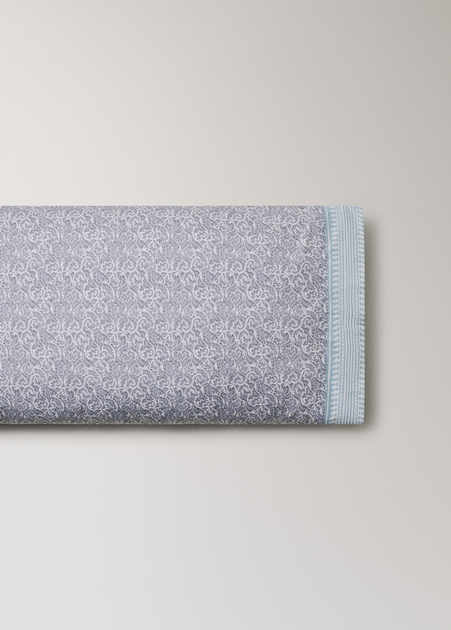 Decorative floral percale pillowcase with striped trim 45 x 110 cm - Article without model