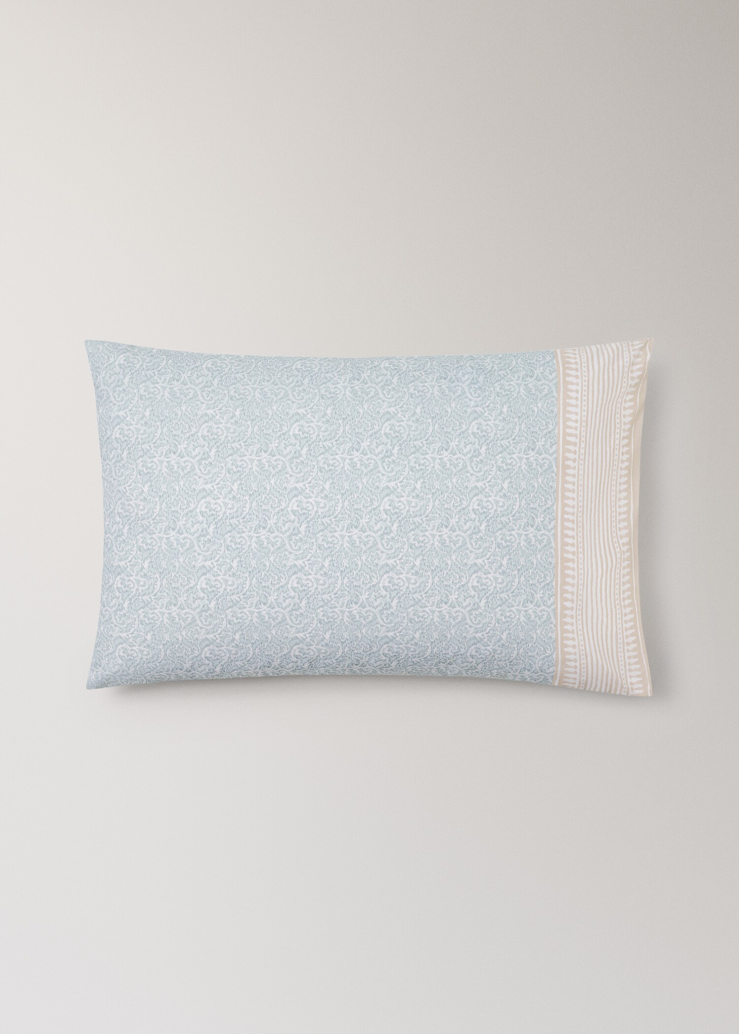 Two decorative floral percale pillowcases with striped trim 50 x 75 cm - Article without model