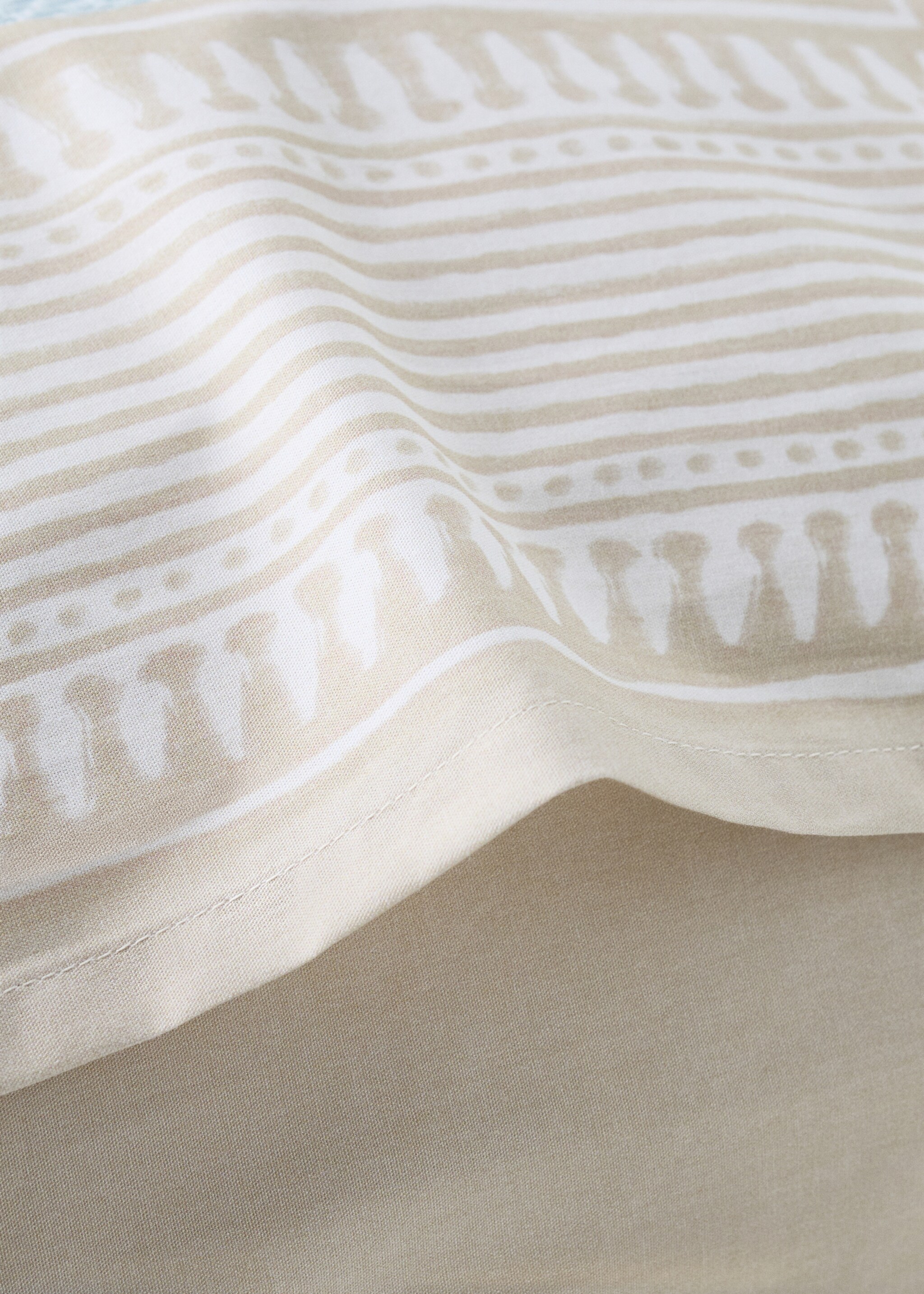 Two percale pillowcases with decorative floral border and striped trim 60x60 cm - Details of the article 1, Pastel Green. Ref: 27012969-00.