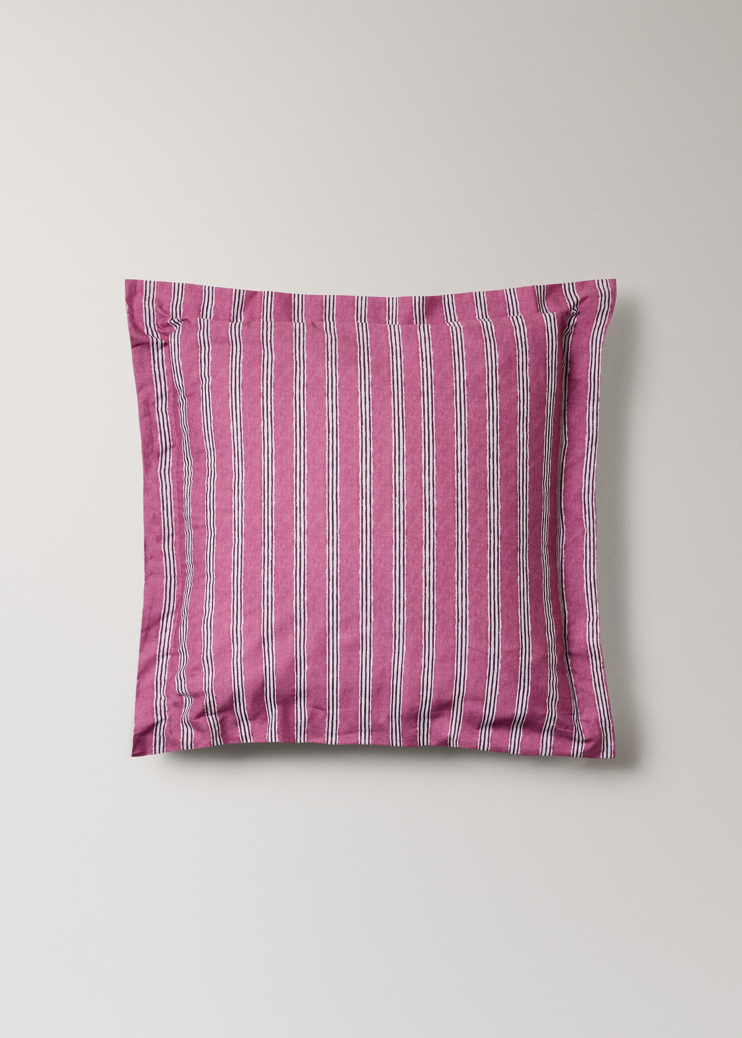 Two tricolour striped percale cotton pillowcases 60x60 cm - Article without model