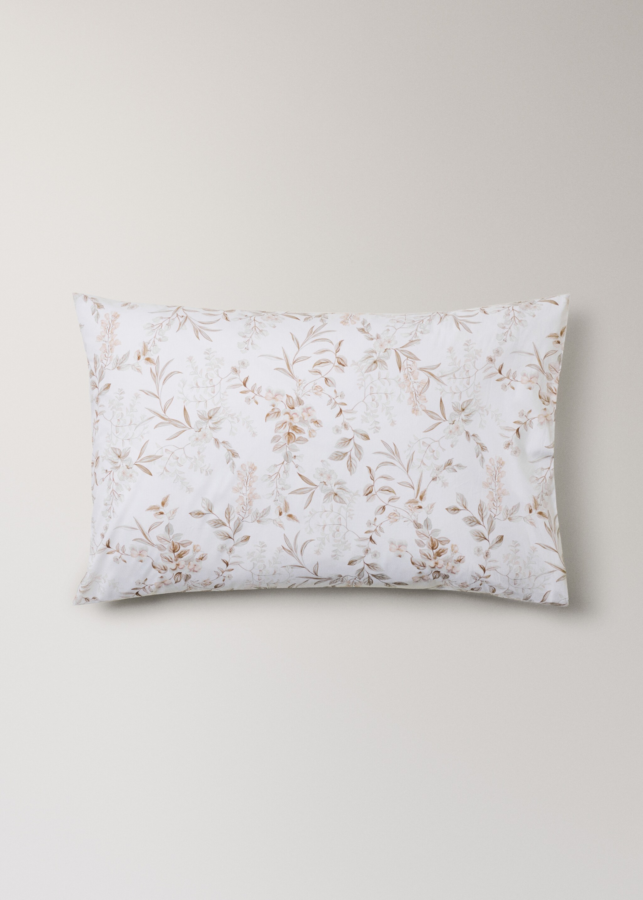 Two garden floral print pillowcases 50x75 cm - Article without model, Peach. Ref: 27012986-00.