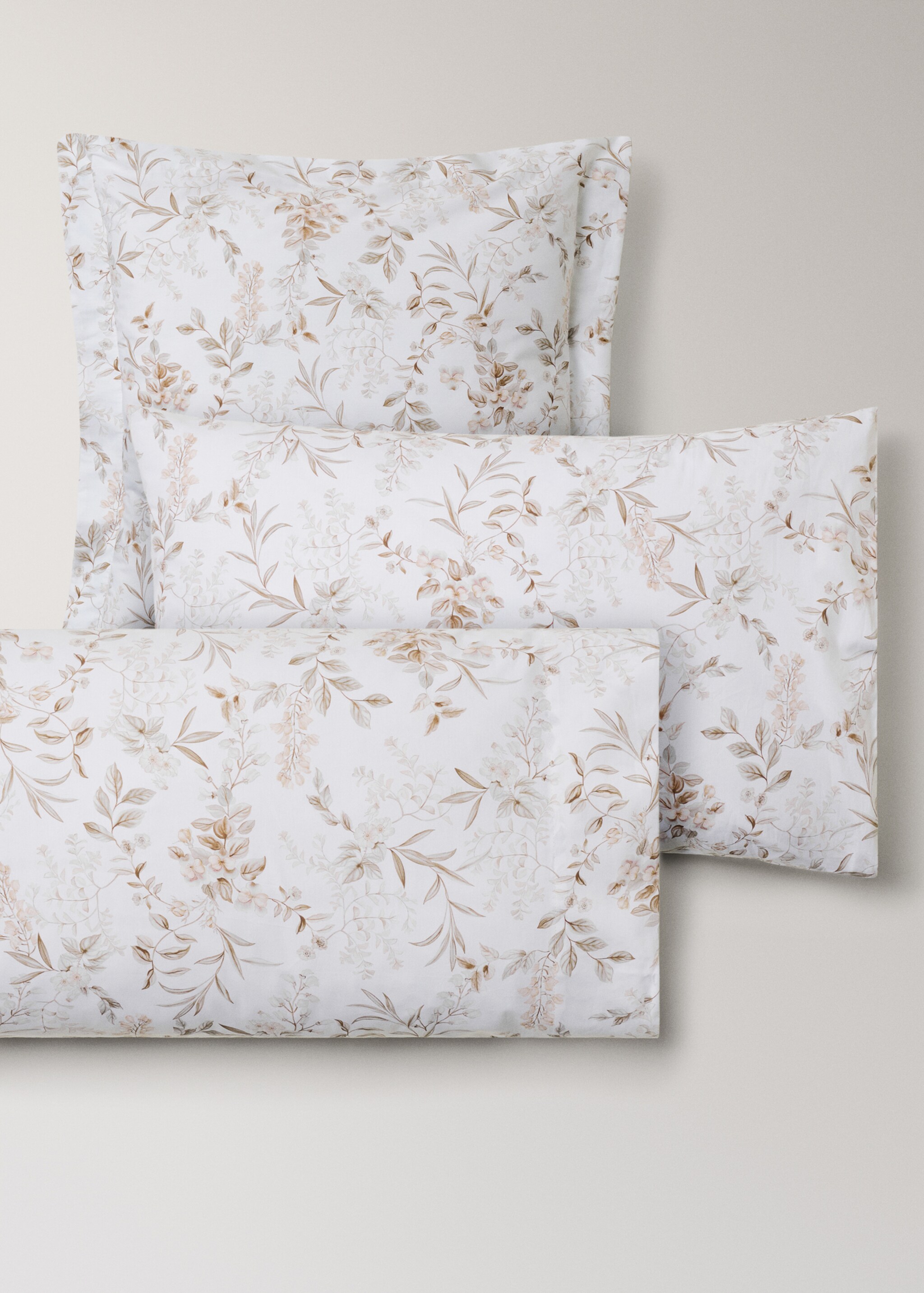 Two garden floral print pillowcases 50x75 cm - Details of the article 4, Peach. Ref: 27012986-00.