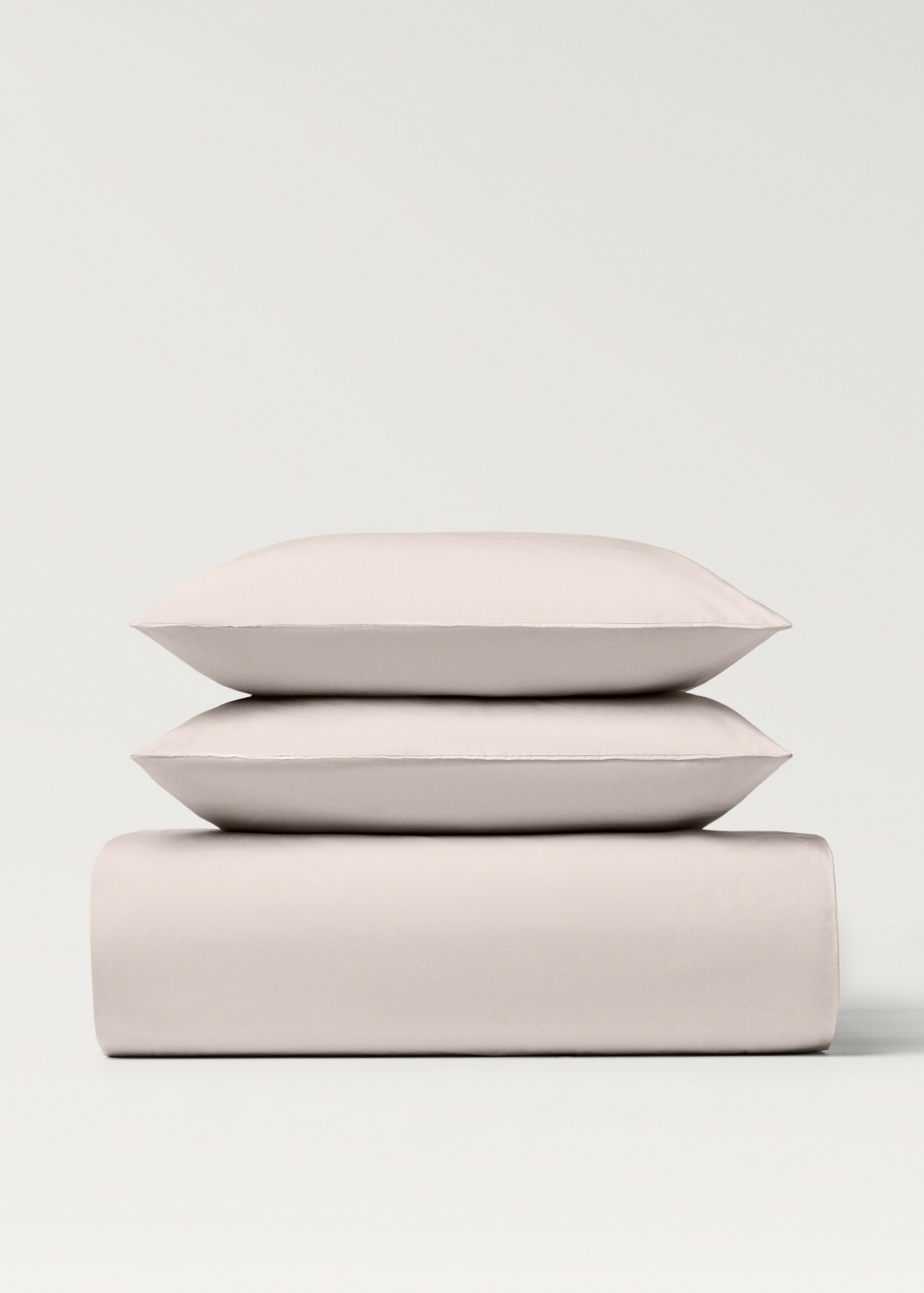 300 threads percale cotton duvet cover King bed - Article without model, Light/Pastel Grey. Ref: 27013057-00.