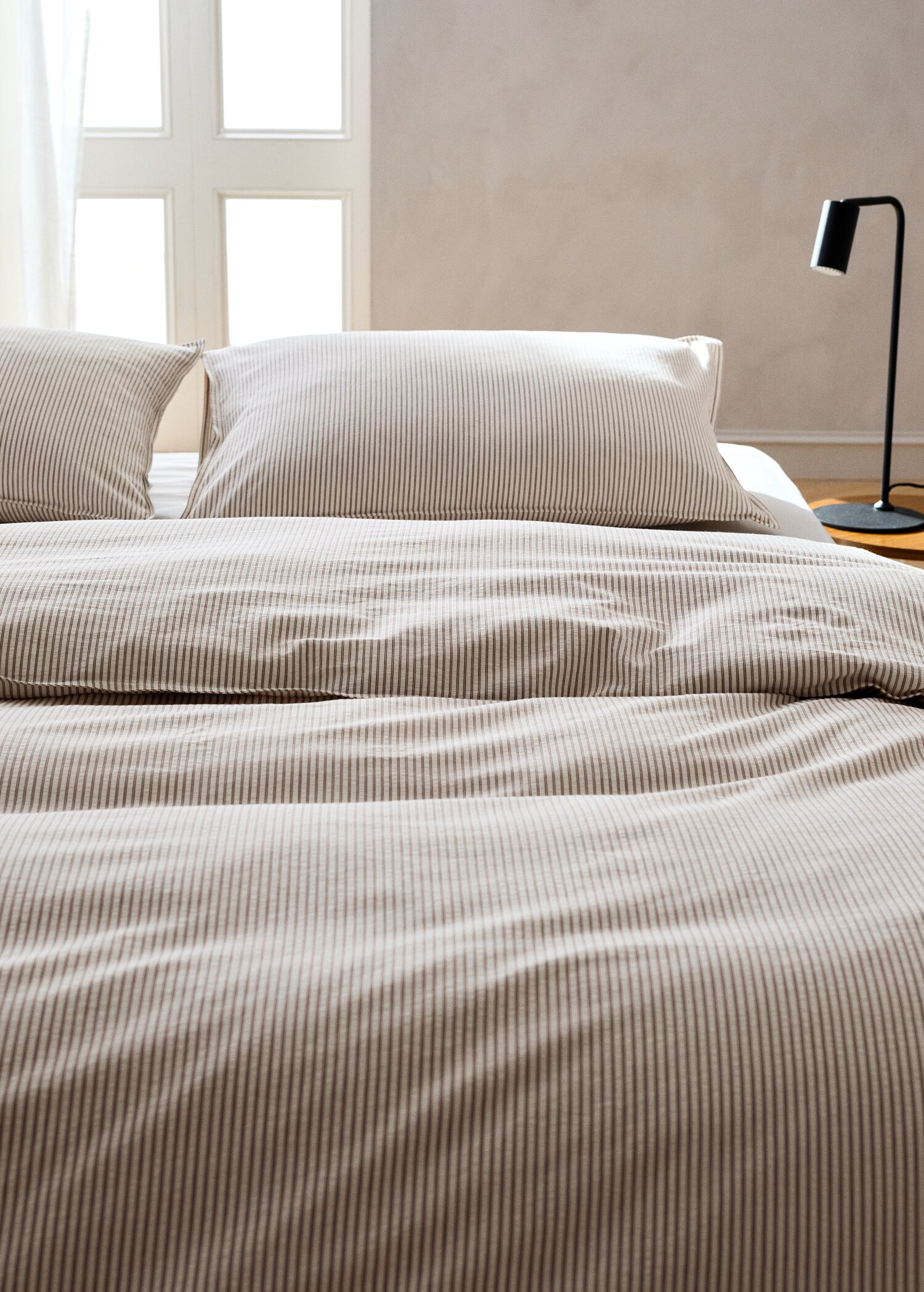 Seersucker cotton duvet cover with fine stripes for 90 cm bed - Details of the article 7