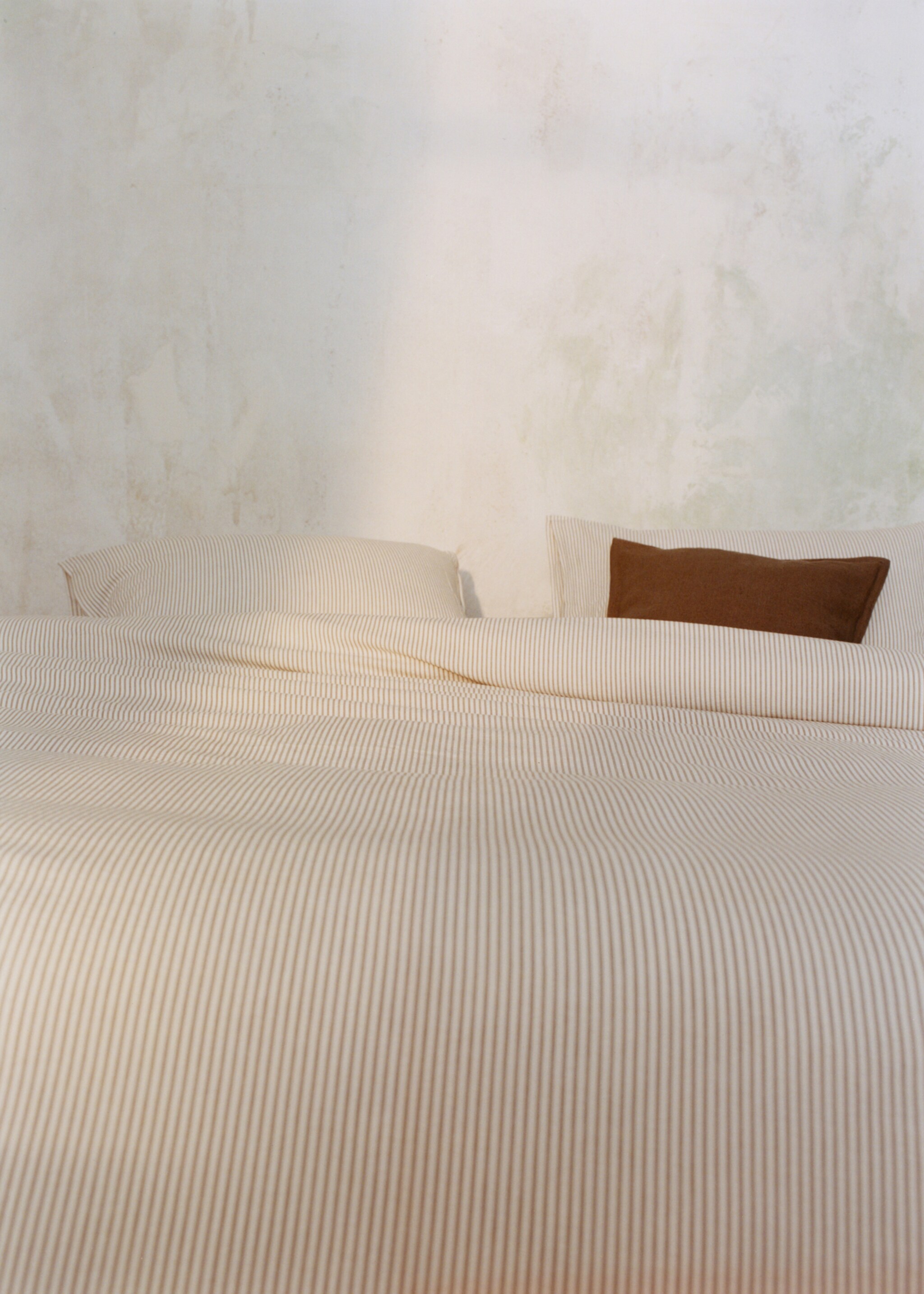 Housse de couette coton seersucker à rayures fines lit 180/200 cm - Détail de l'article 6, Café. Ref: 27013276-00.