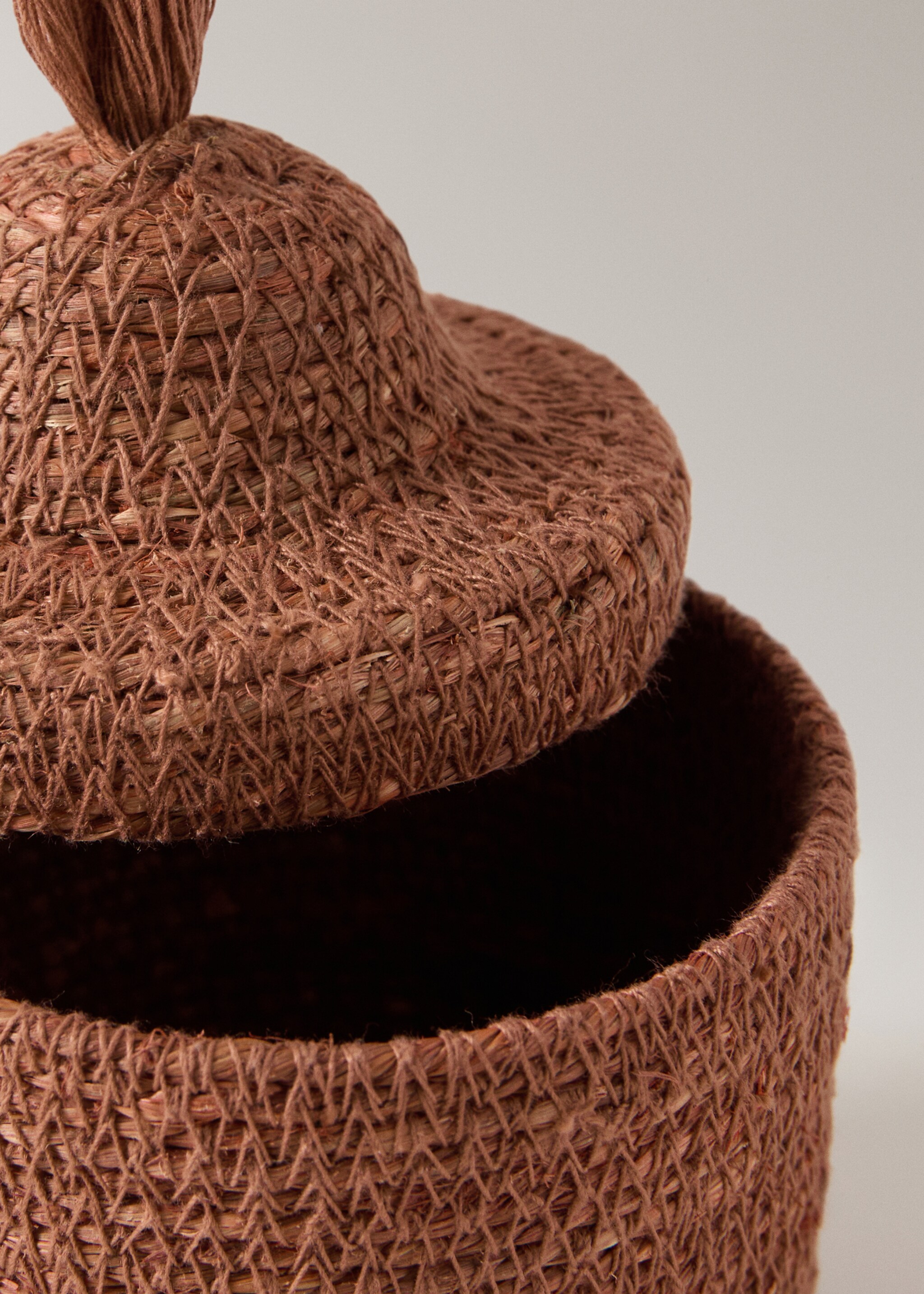 Basket with lid and tassel detail - Details of the article 1, Burnt Orange. Ref: 27013282-00.