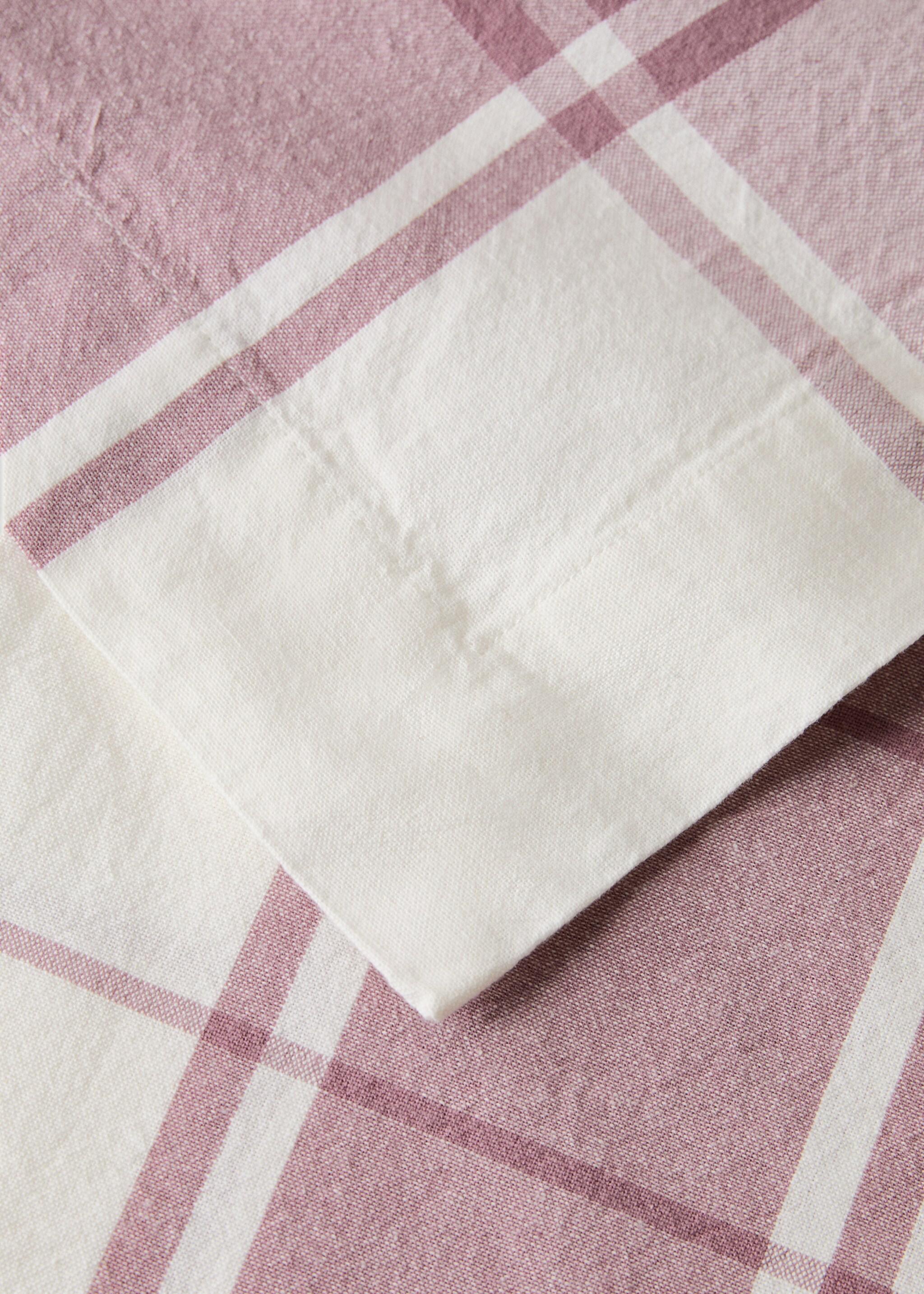 Ubrus 100% bavlna s kontrastními pruhy pro 6 až 8 osob - Detail zboží 1, Fialová šeřík. Ref: 27013296-00.