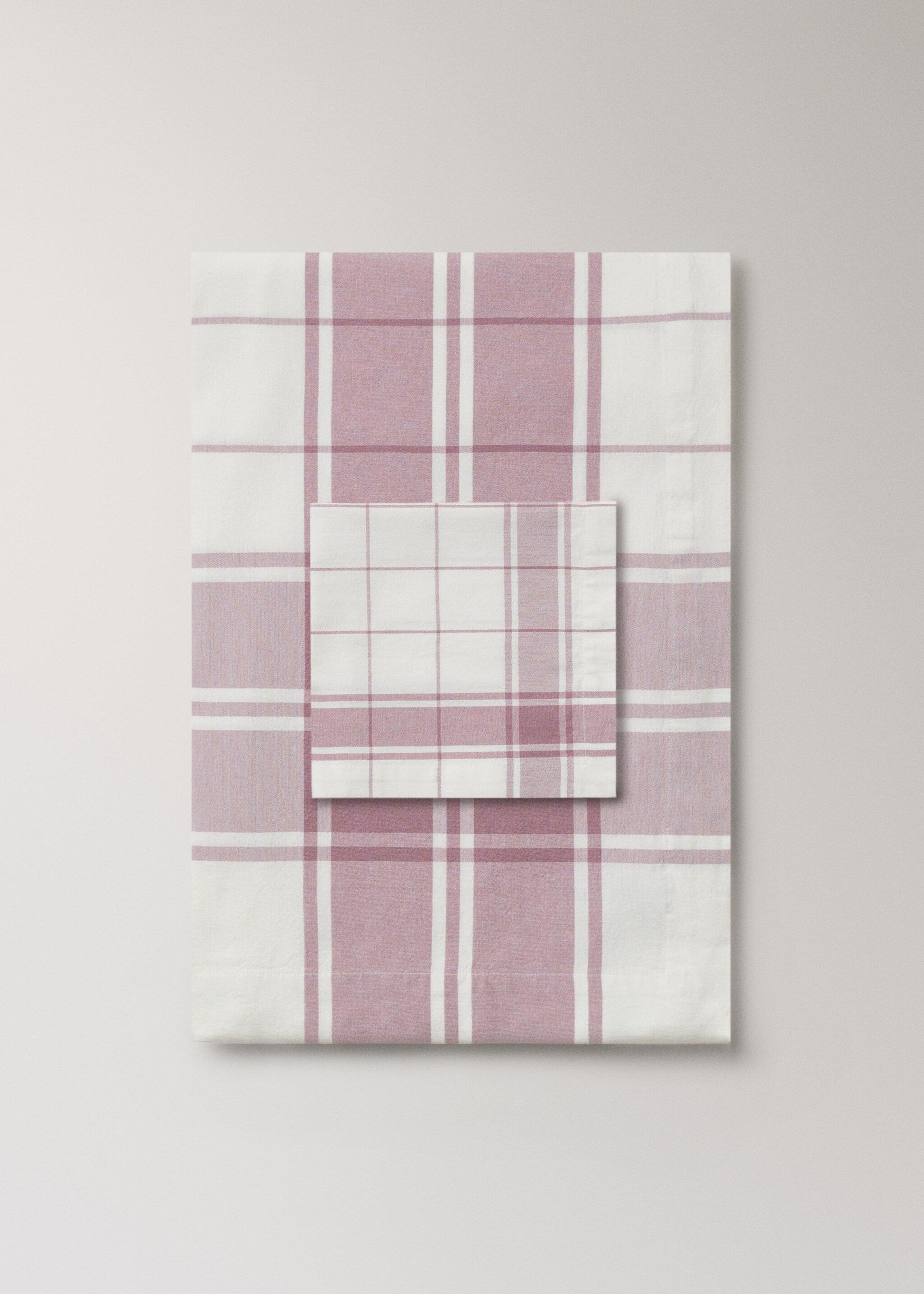 Ubrus 100% bavlna s kontrastními pruhy pro 6 až 8 osob - Detail zboží 3, Fialová šeřík. Ref: 27013296-00.