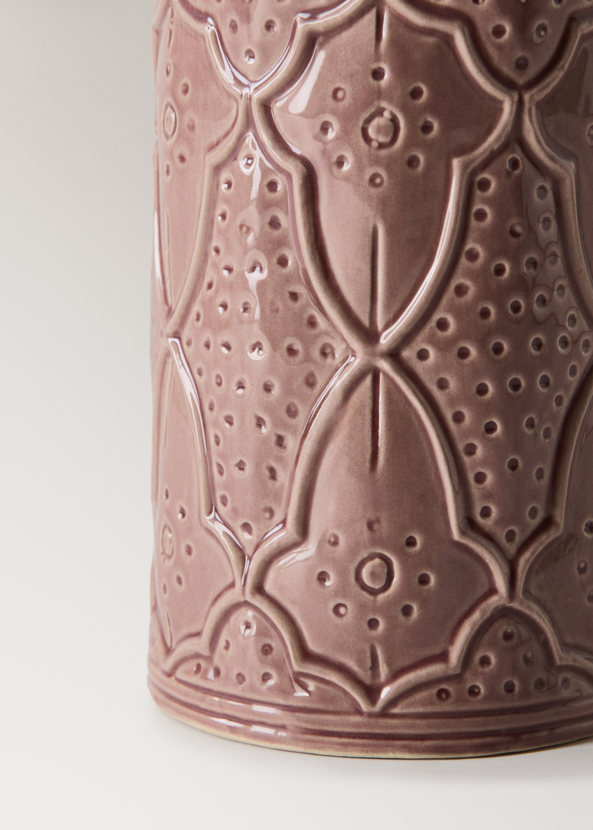 Velká kameninová váza s reliéfním vzorem - Detail zboží 2, Růžová. Ref: 27013298-00.