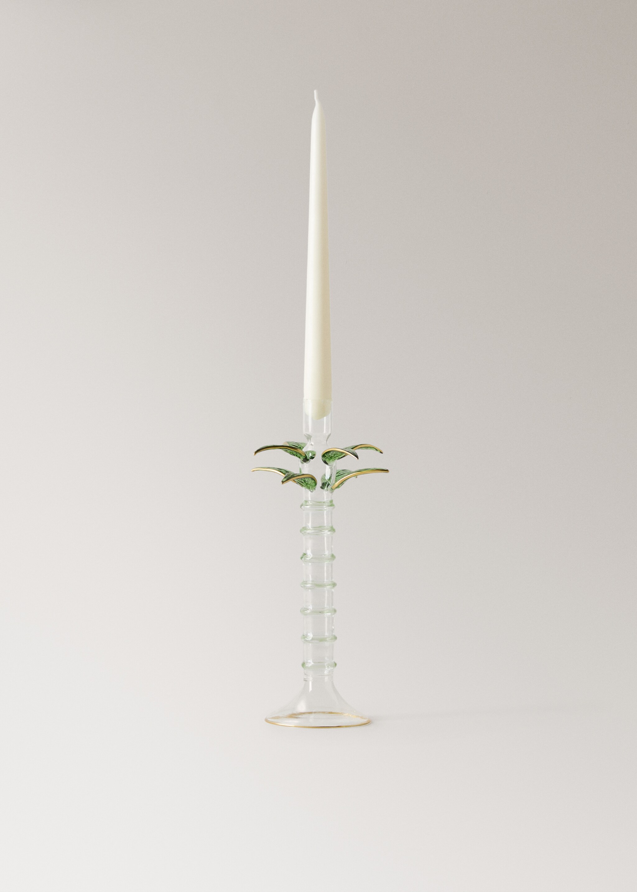 Κηροπήγιο από βοριοπυριτικό γυαλί φοίνικας ψηλό - Λεπτομέρεια του προϊόντος 3, Πράσινο. Ref: 27013311-00.