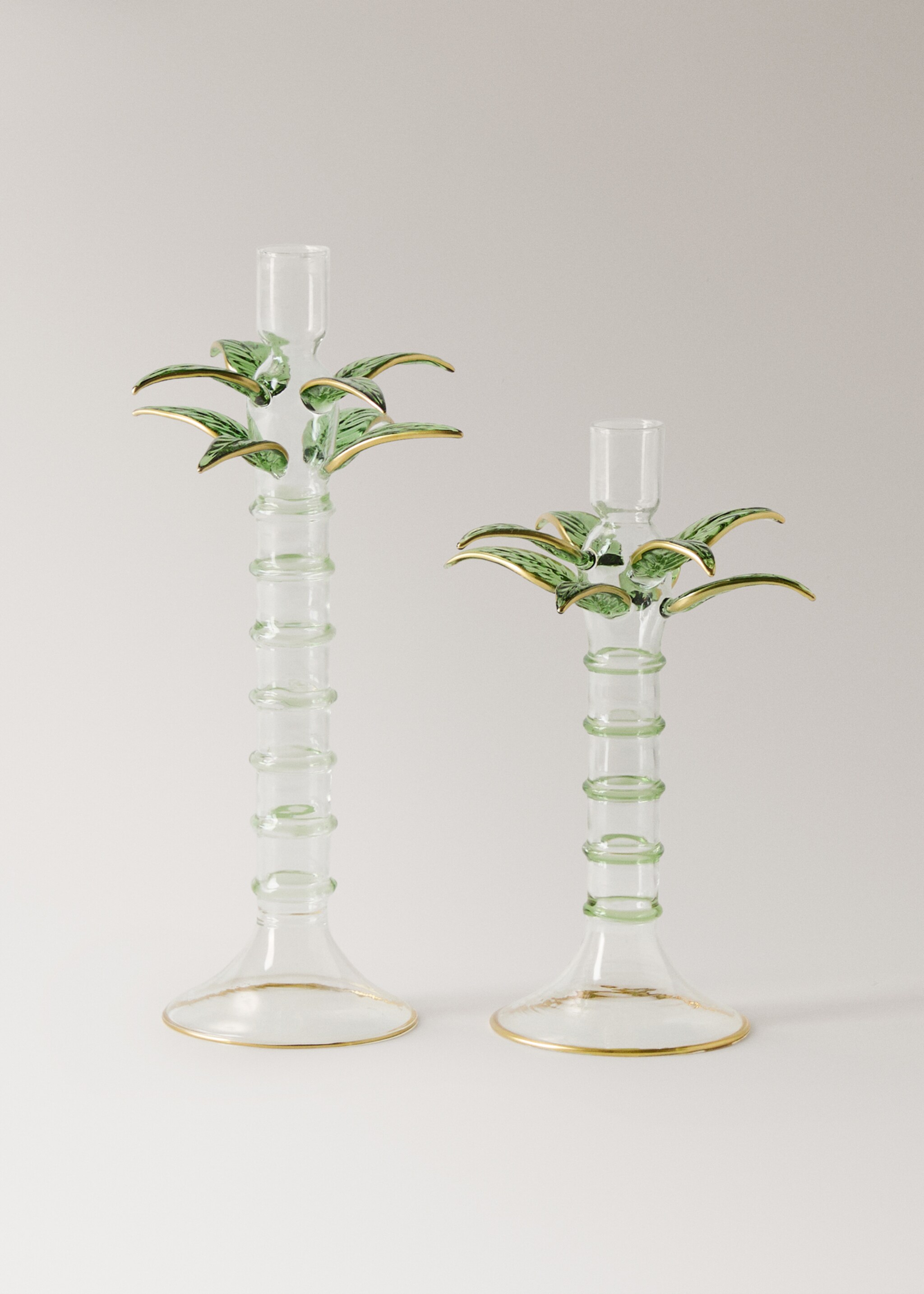 Κηροπήγιο από βοριοπυριτικό γυαλί φοίνικας ψηλό - Λεπτομέρεια του προϊόντος 4, Πράσινο. Ref: 27013311-00.