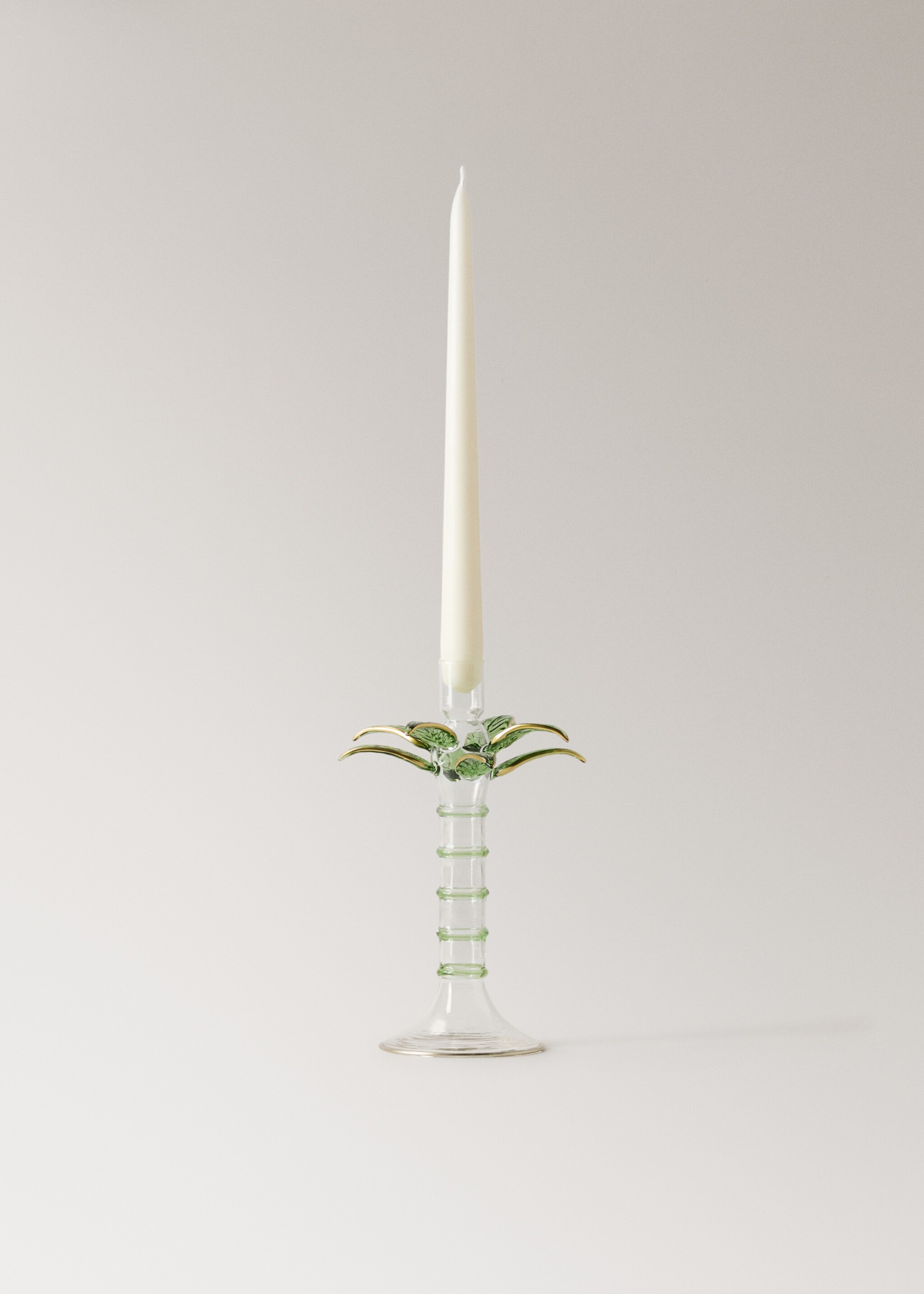 Κηροπήγιο από βοριοπυριτικό γυαλί φοίνικας χαμηλό - Λεπτομέρεια του προϊόντος 3, Πράσινο. Ref: 27013312-00.