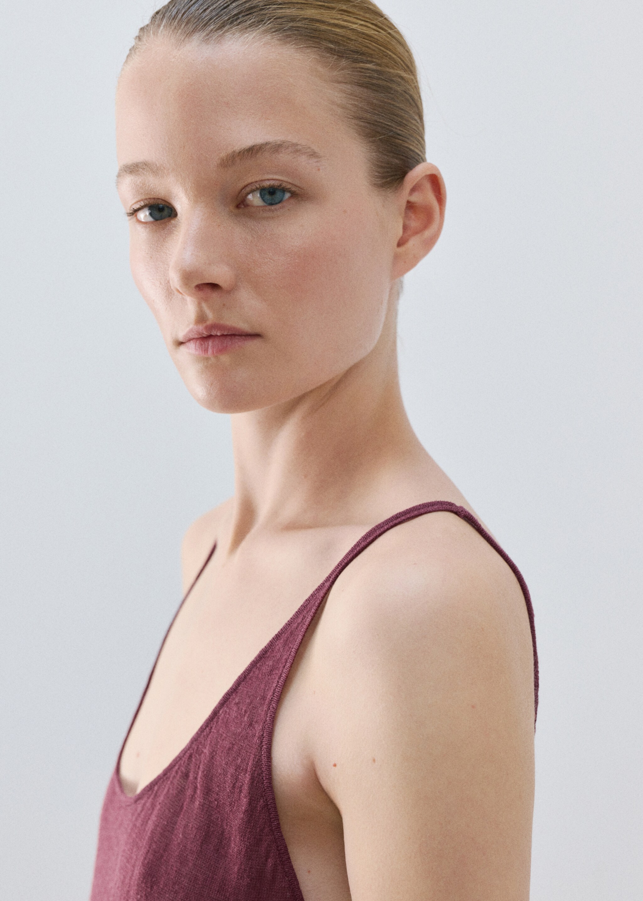 Linen knit dress - Details of the article 1, Purple. Ref: 27013317-00.