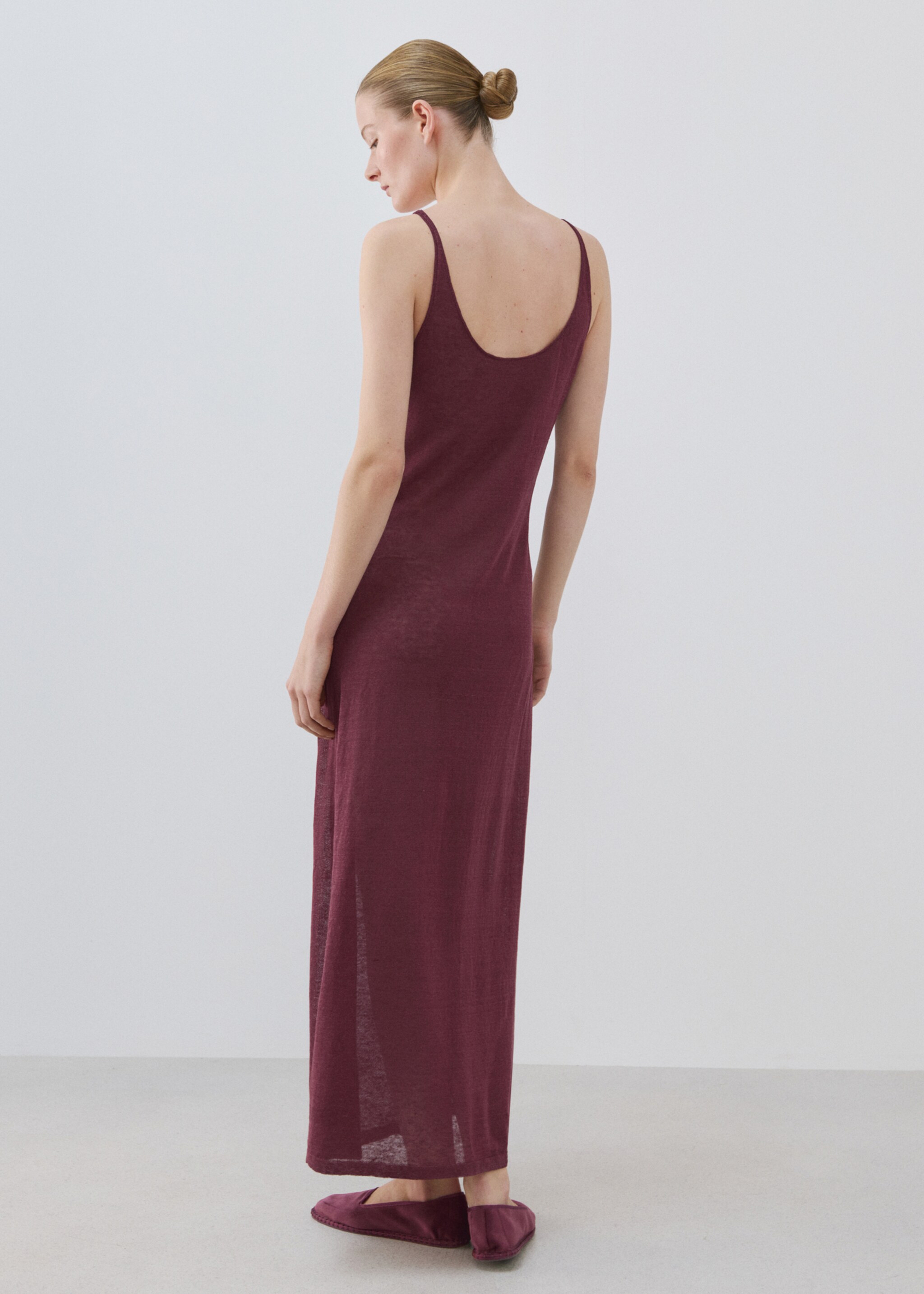 Linen knit dress - Reverse of the article, Purple. Ref: 27013317-00.