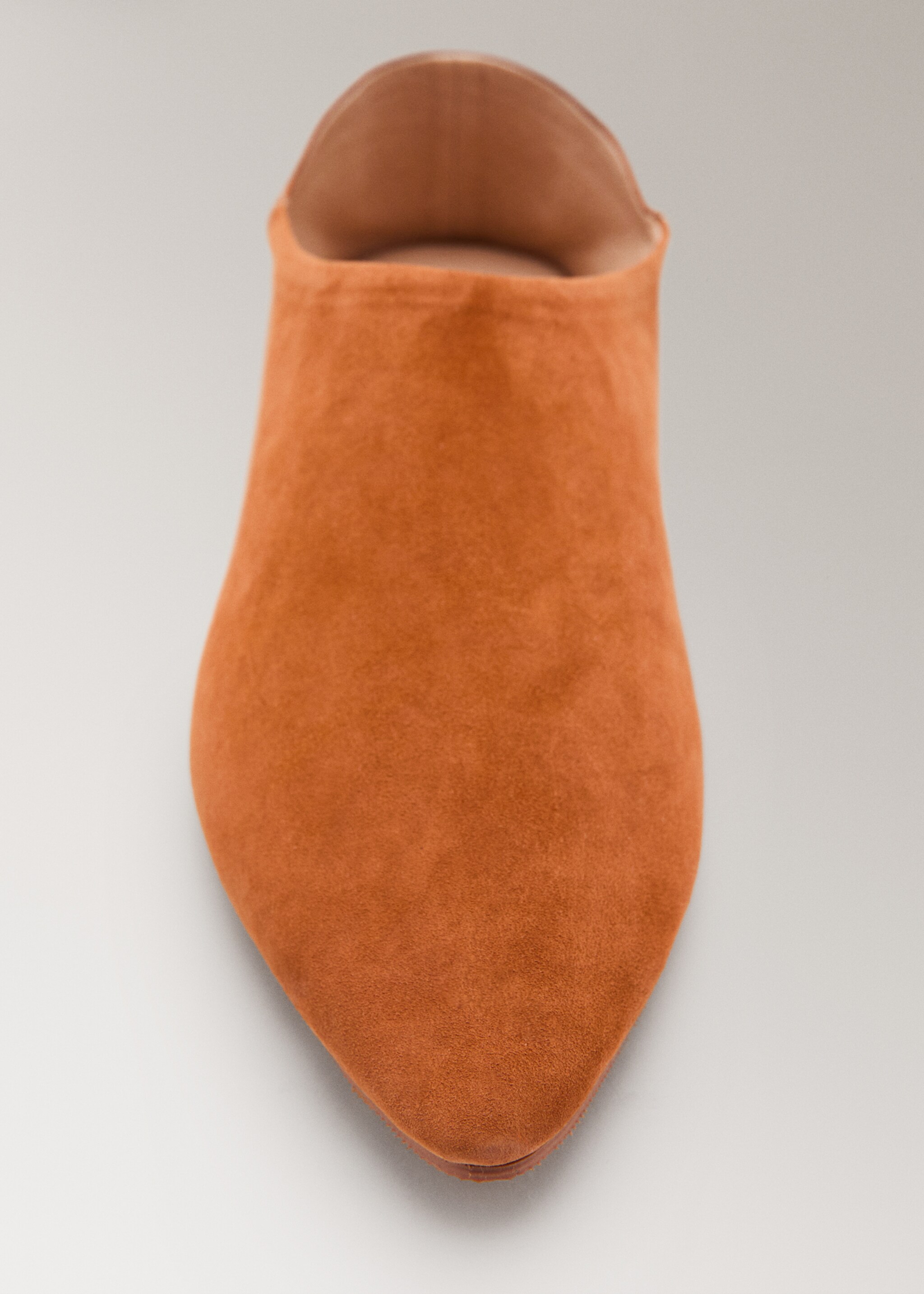 Leather clogs with stitching detail - Details of the article 1, Orange. Ref: 27013319-00.