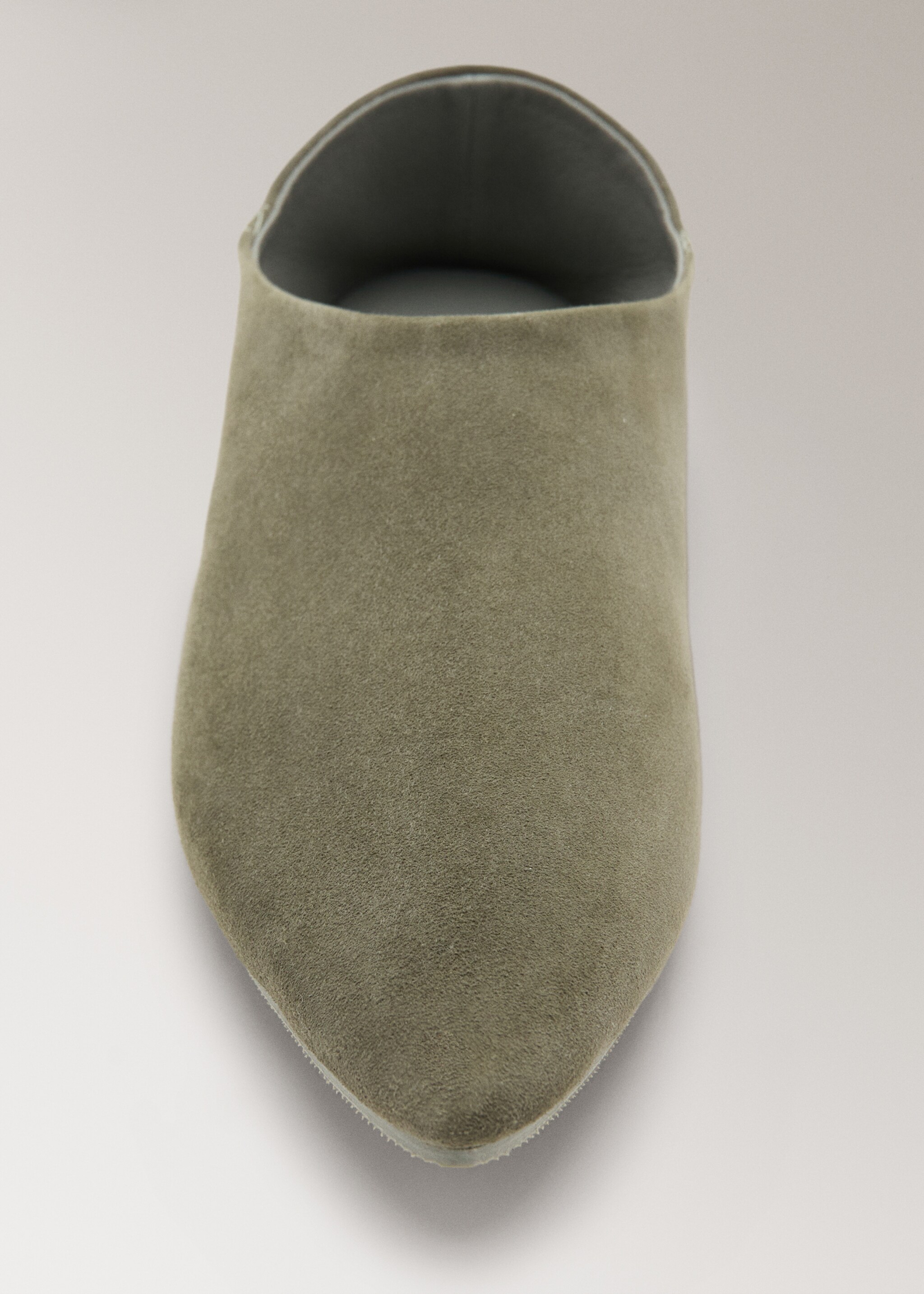 Leather clogs with stitching detail - Details of the article 1, Khaki. Ref: 27013319-00.