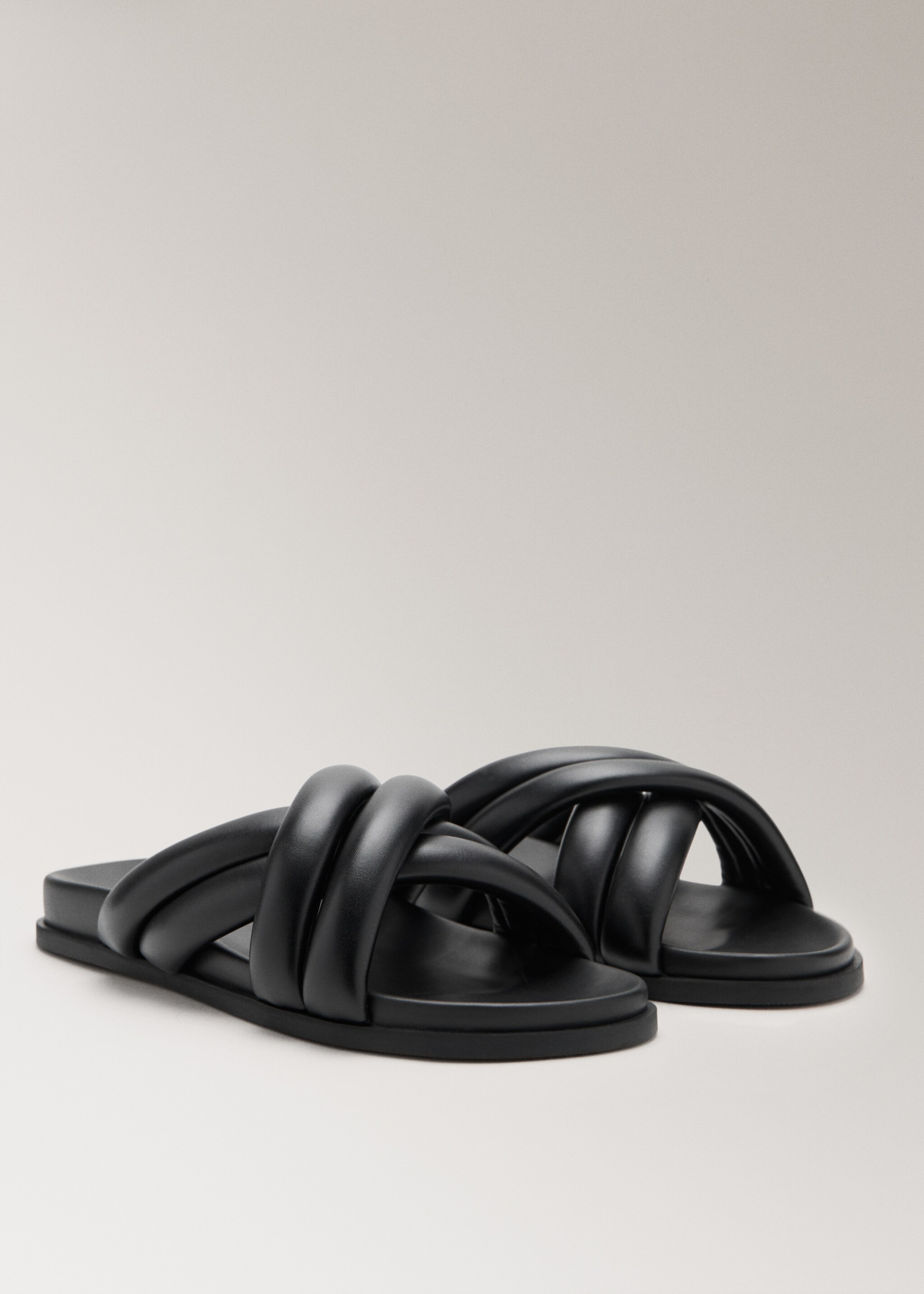 Padded cross-strap leather sandal - Medium plane, Black. Ref: 27013320-00.