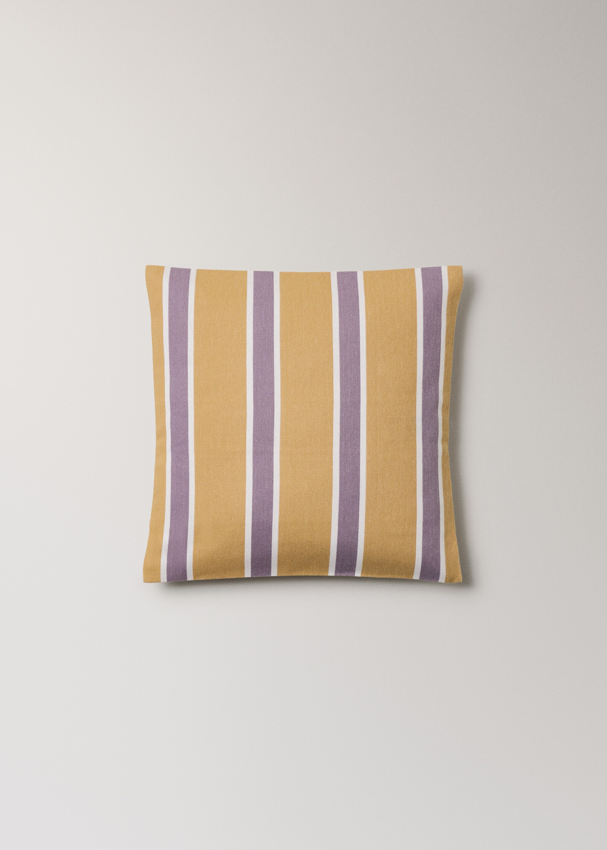 Cotton cushion cover with printed stripes 45x45 cm - Article without model, Yellow. Ref: 27013321-00.