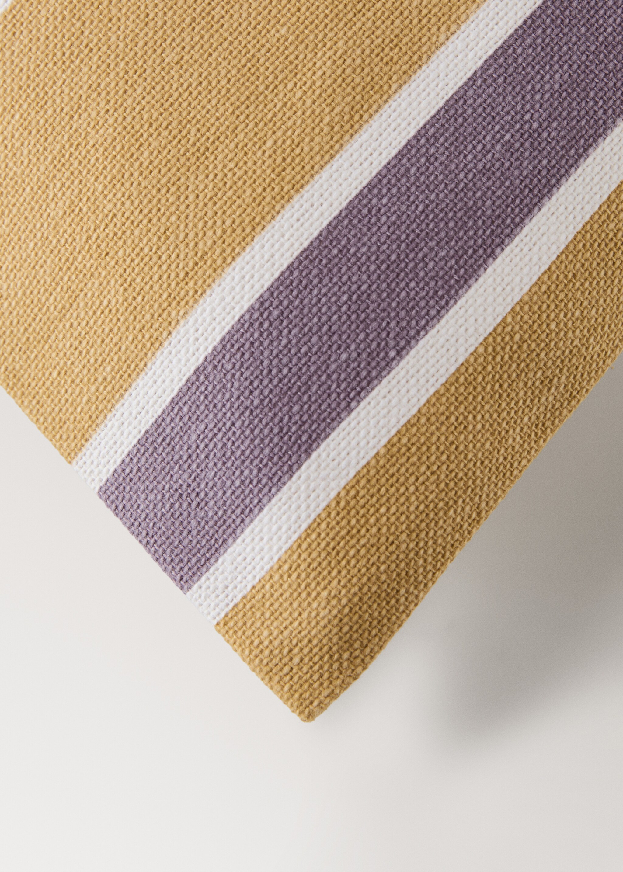 Cotton cushion cover with printed stripes 45x45 cm - Details of the article 1, Yellow. Ref: 27013321-00.