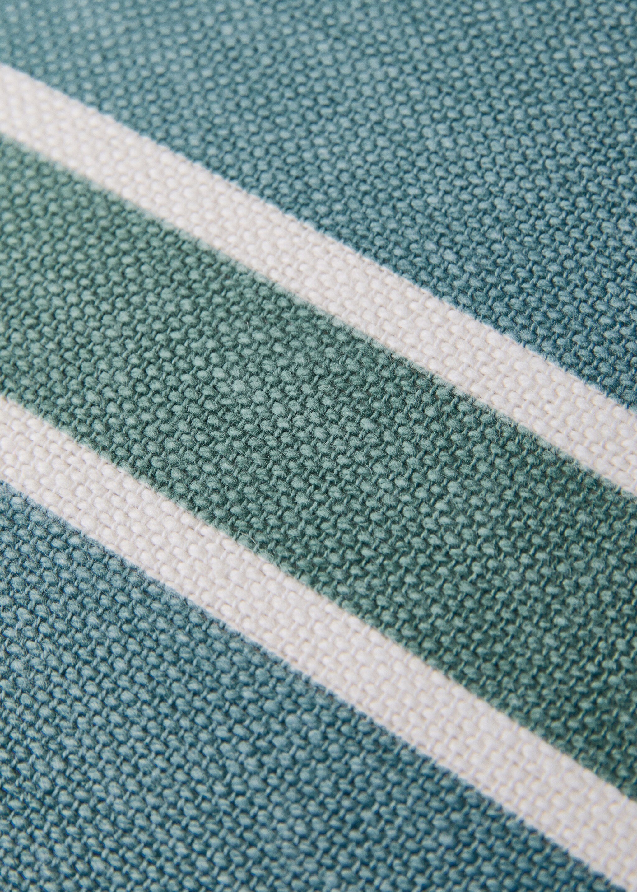 Cotton cushion cover with printed stripes 45x45 cm - Details of the article 3, Blue. Ref: 27013321-00.