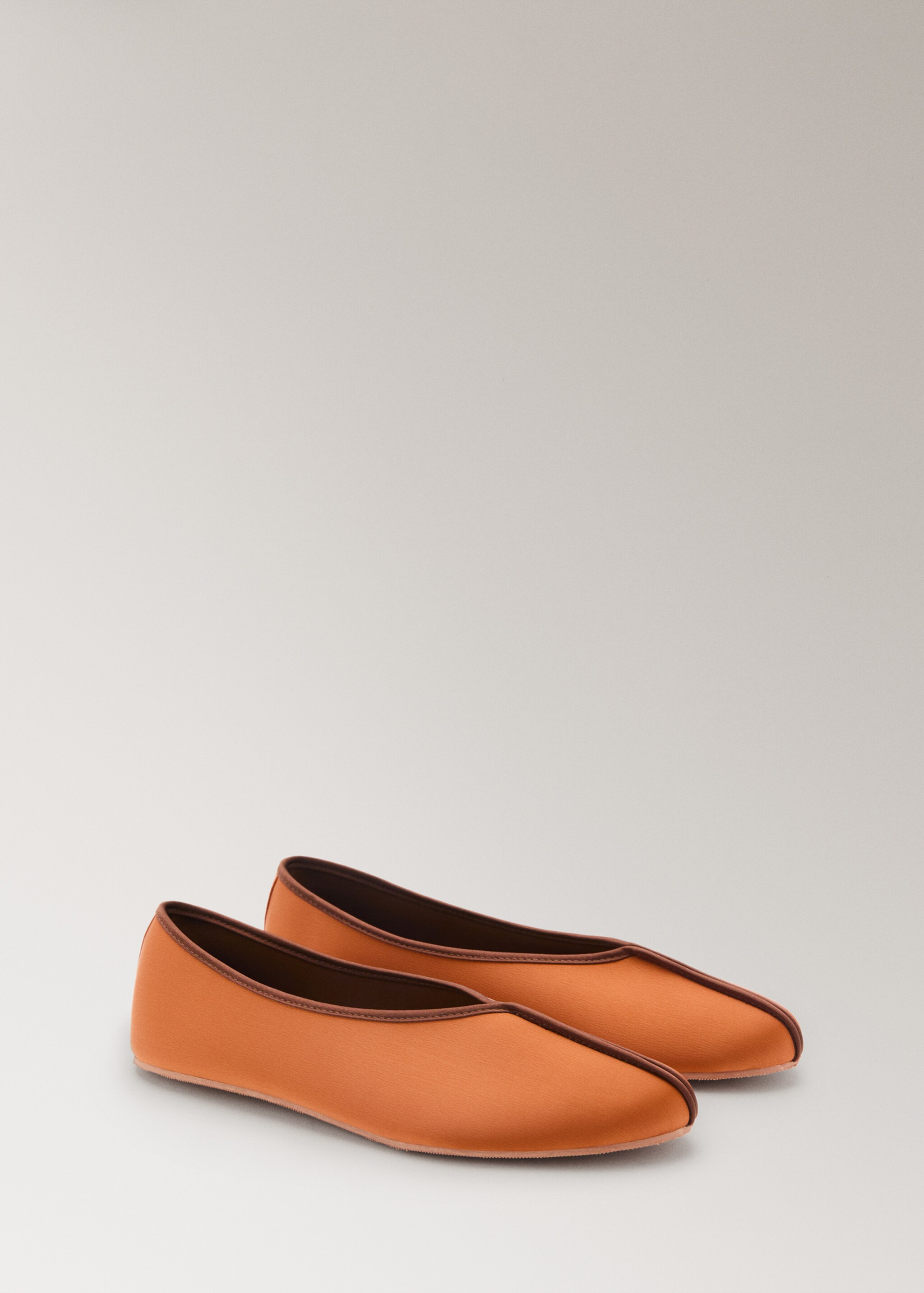Satin ballet flats with contrast piping - Medium plane, Orange. Ref: 27013325-00.