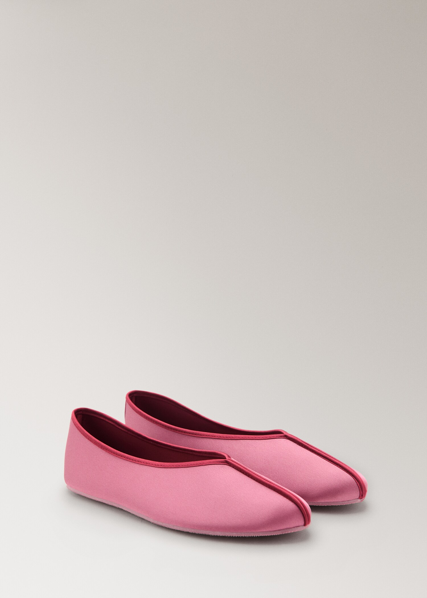 Satin ballet flats with contrast piping - Medium plane