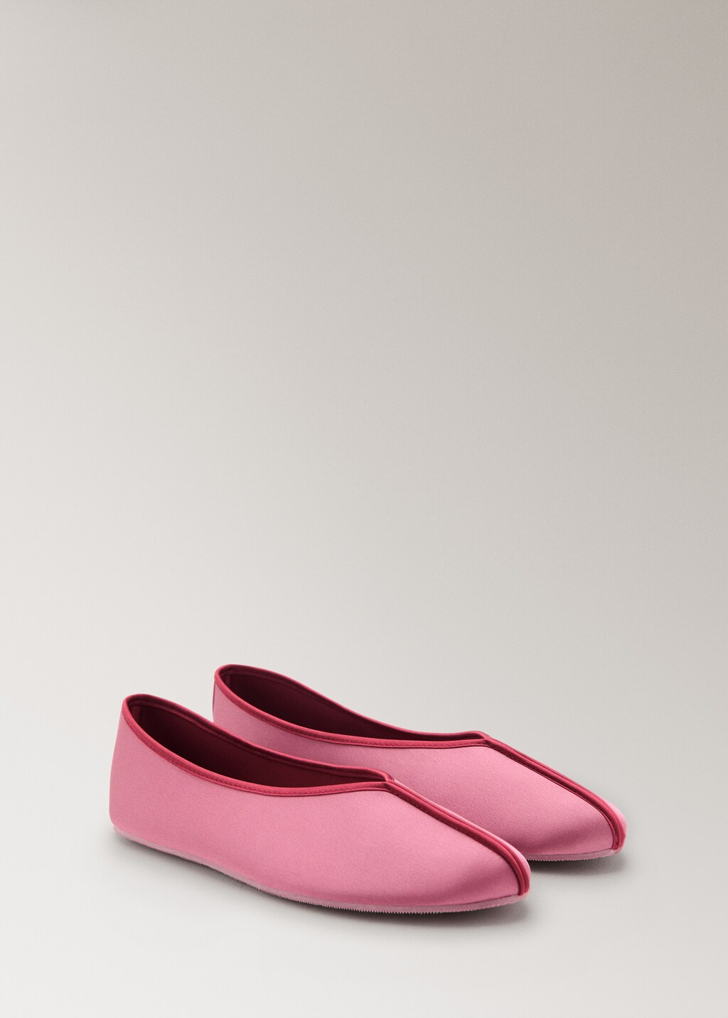 Satin ballet flats with contrast piping