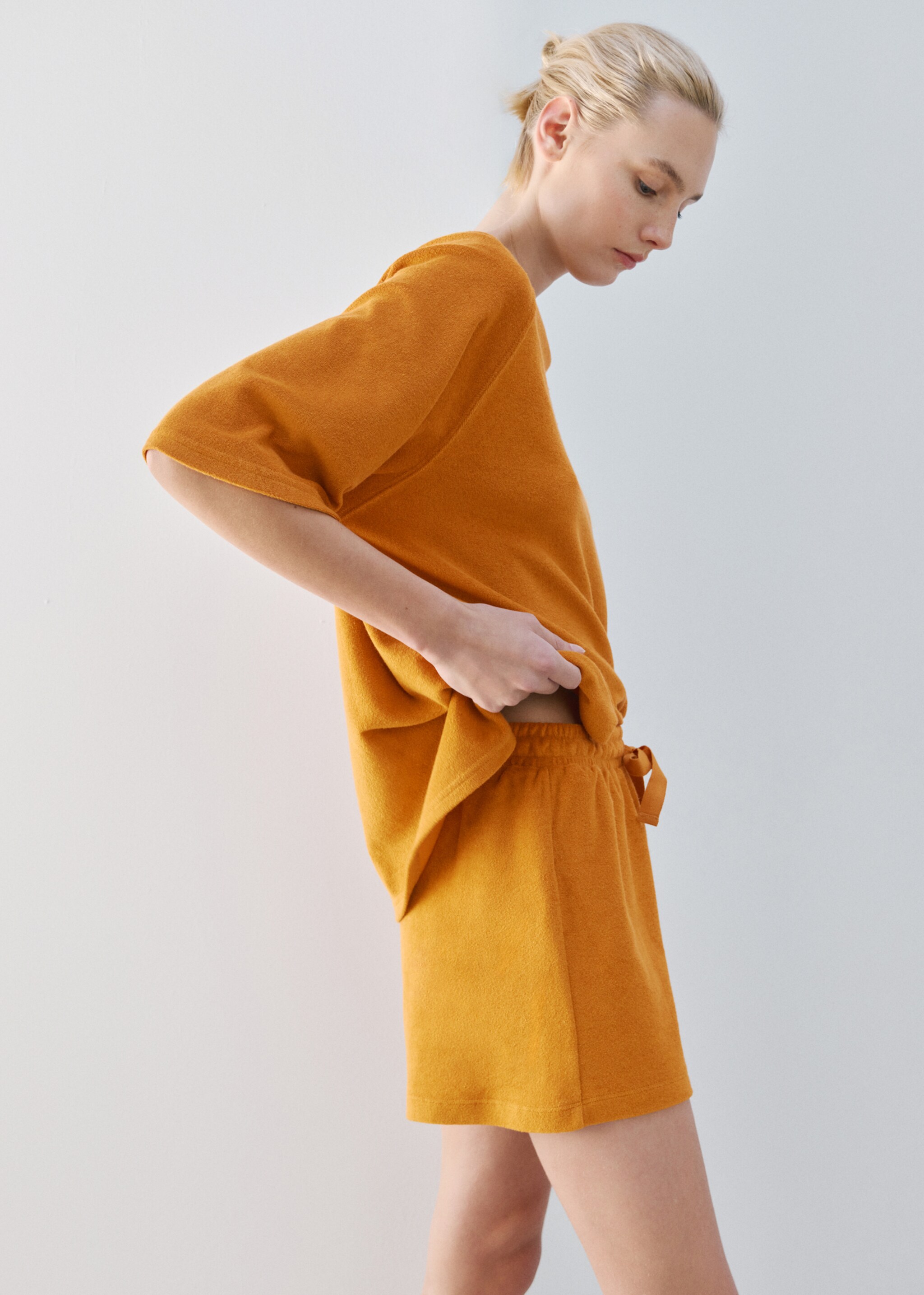 Terry cotton shorts - Details of the article 1, Orange. Ref: 27013330-00.
