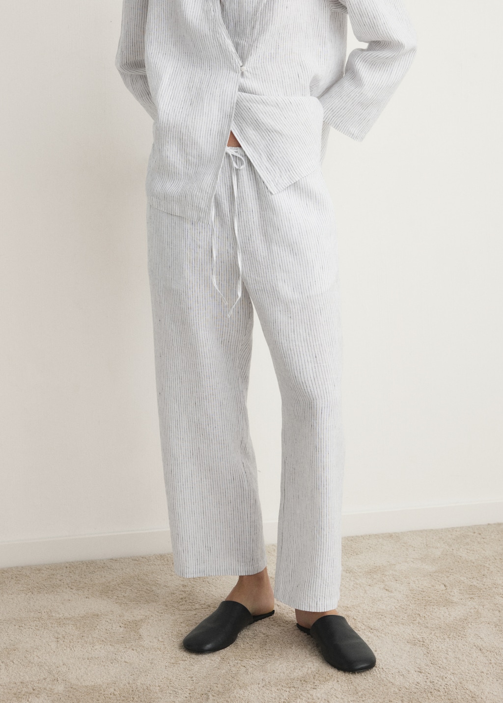 Striped linen pajama pants