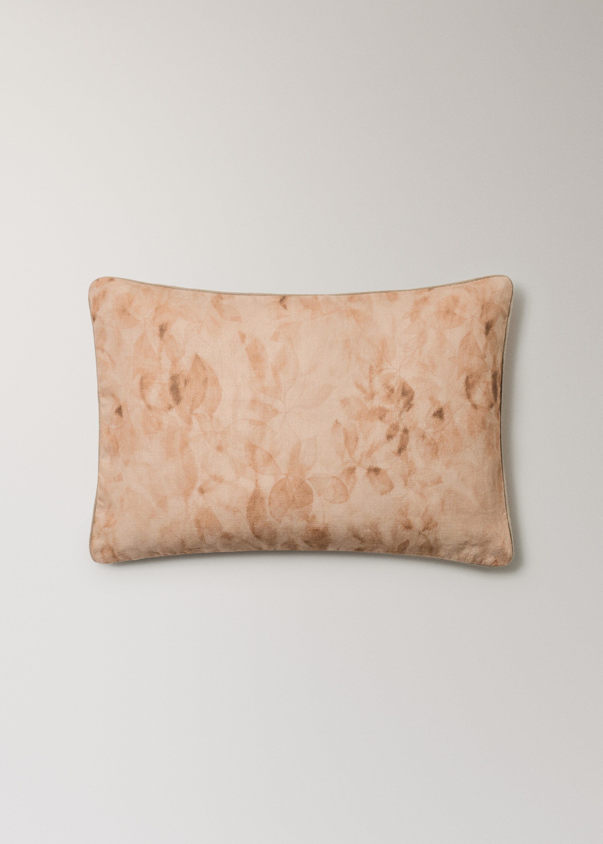Лляна наволочка на декоративну  подушку з квітковим принтом 40x60 см - Товар без моделі, Абрикосовий. Ref: 27013347-00.