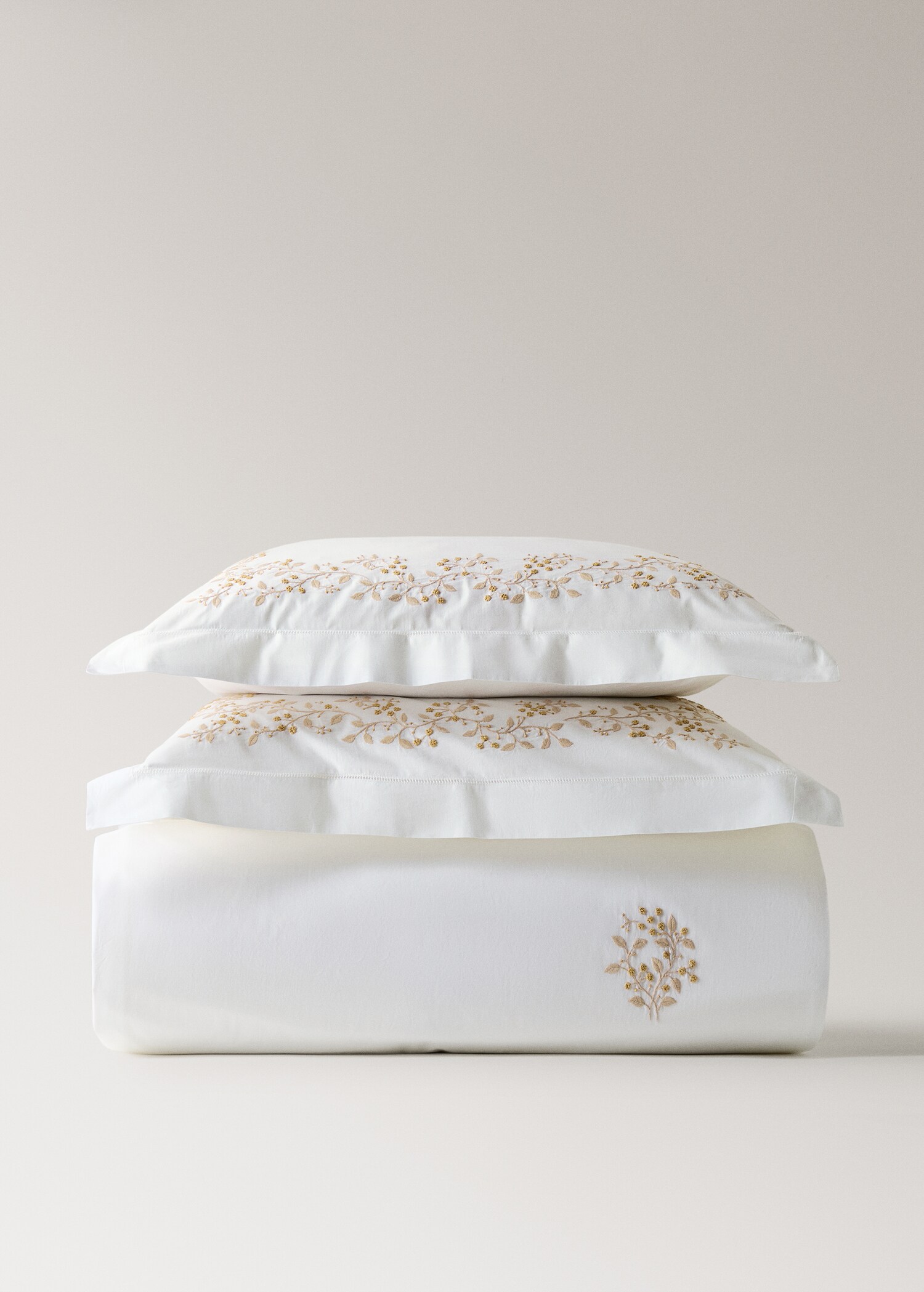 Percale cotton duvet cover with embroidered flowers for 150/160 cm bed - Article without model