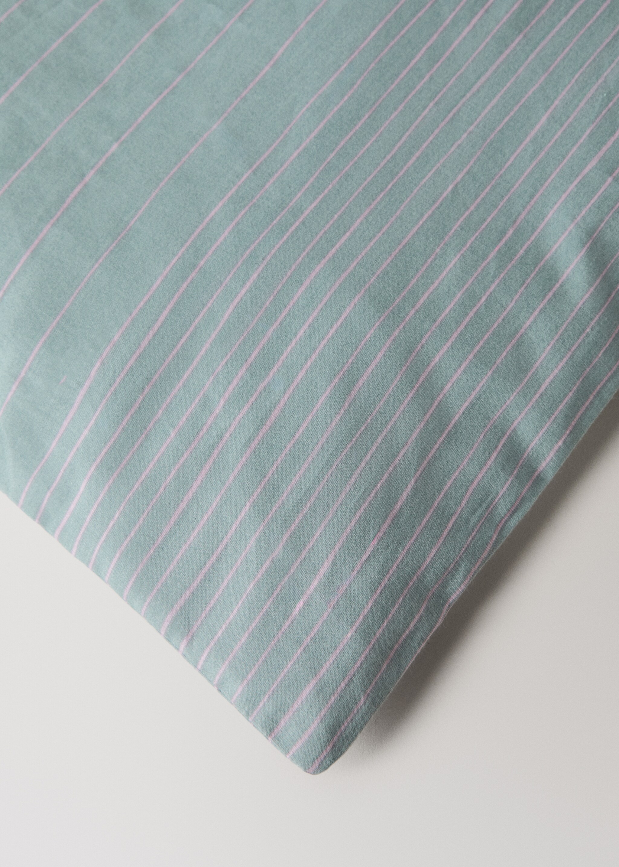 Cotton percale striped watercolor duvet cover for 135/140 cm bed - Details of the article 3, Aqua Green. Ref: 27013734-00.