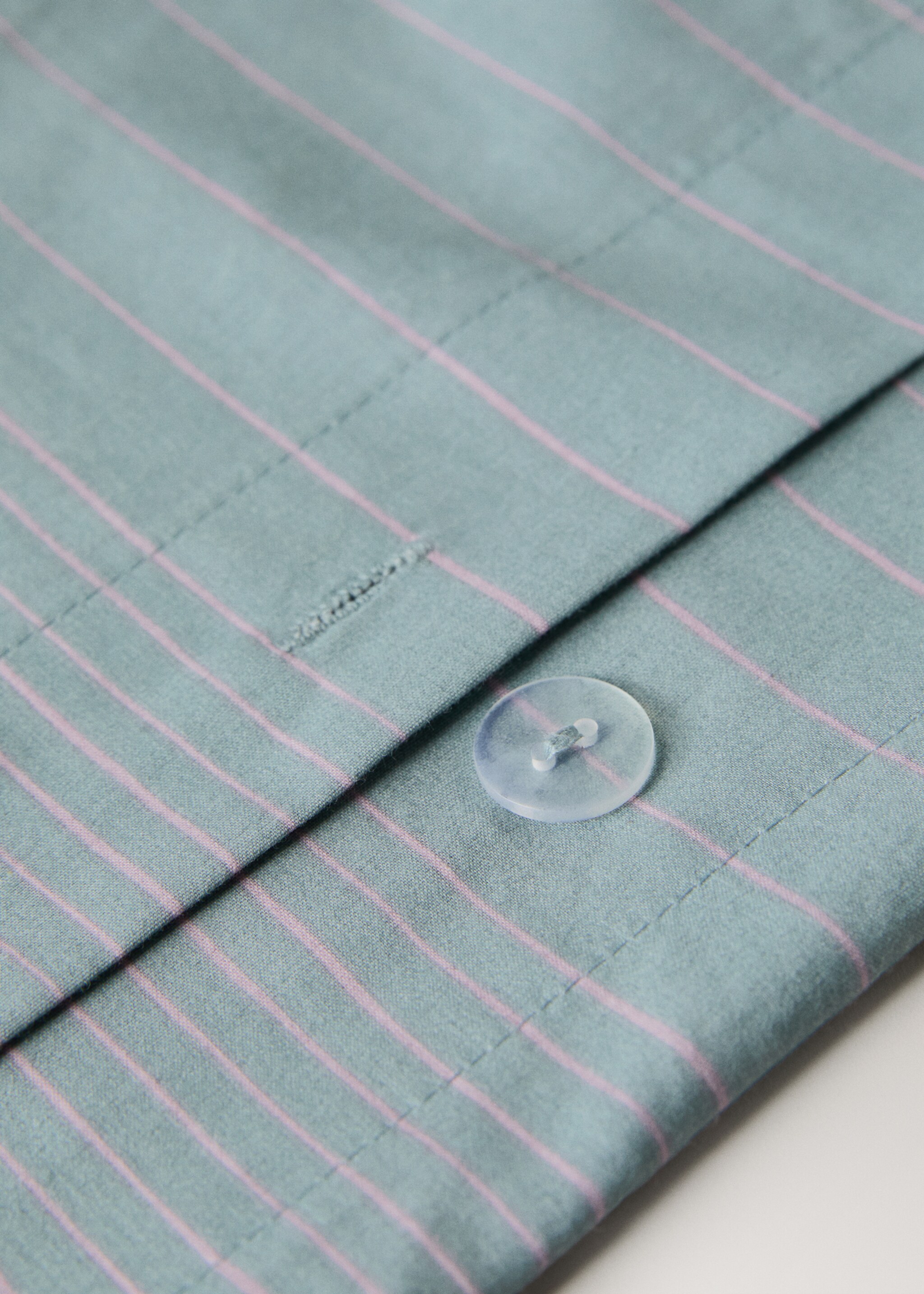 Percale cotton striped watercolour duvet cover King bed - Details of the article 1, Aqua Green. Ref: 27013735-00.