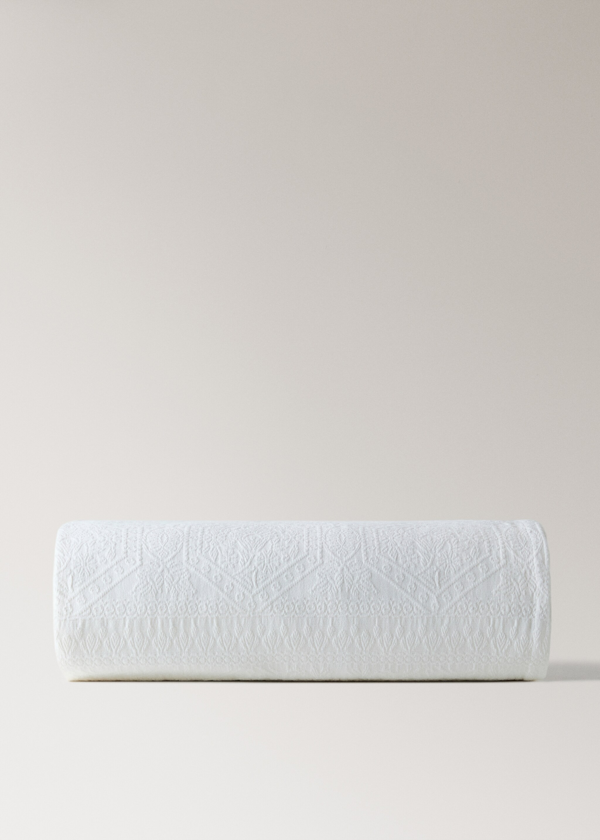 Narzuta żakardowa z wstępnie skurczonej tkaniny 300 g na łóżko 90/105 cm - Artykuł bez modela/modelki, Kremowy / écru. Ref: 27013746-00.