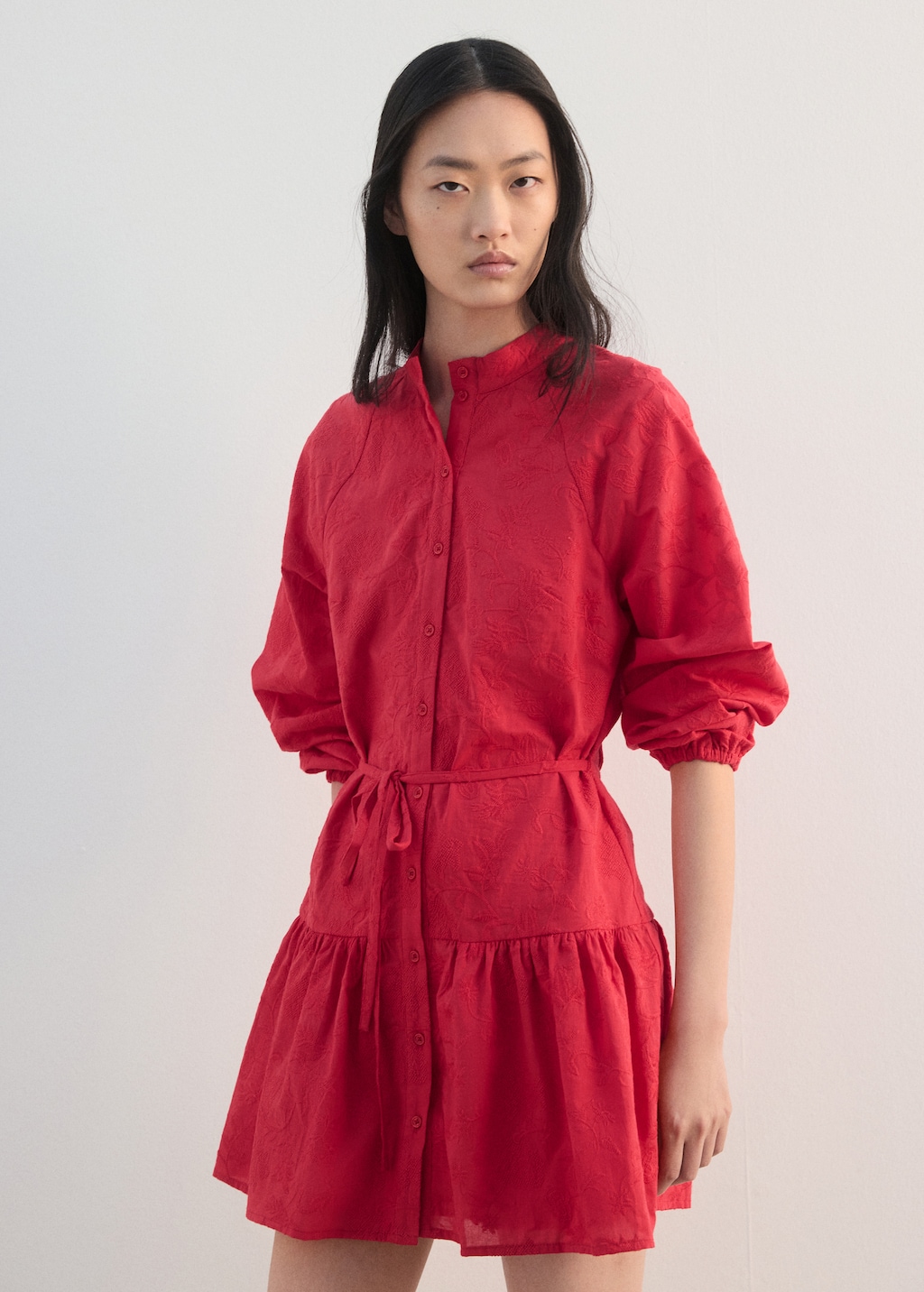Embroidered shirt dress
