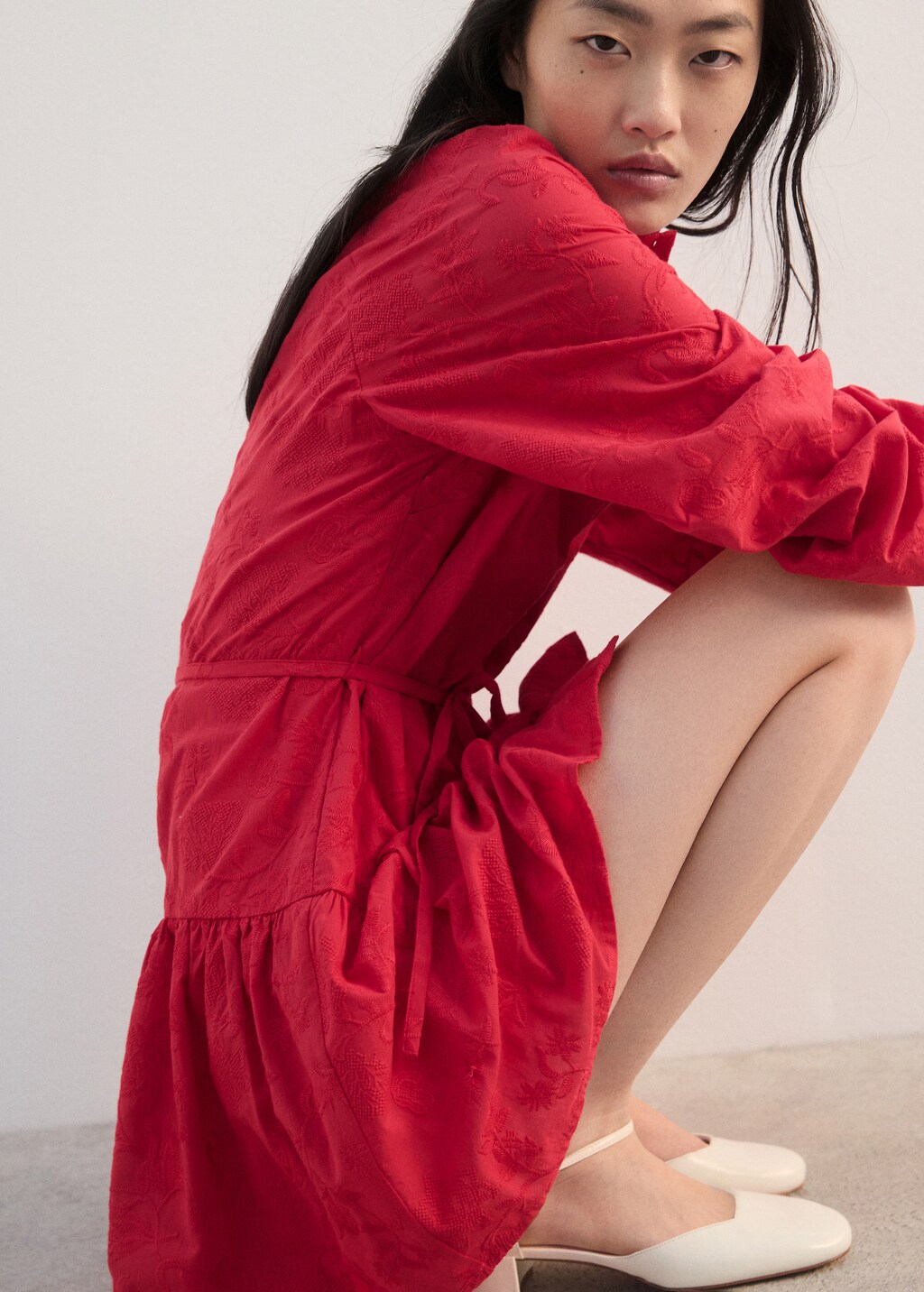 Mango Embroidered shirt dress
