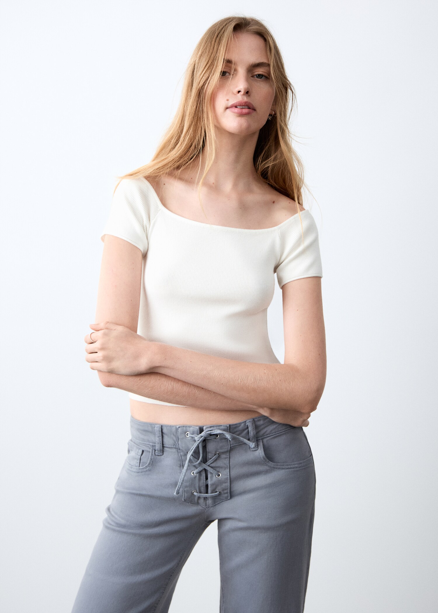 Fitted crop top - Medium plane