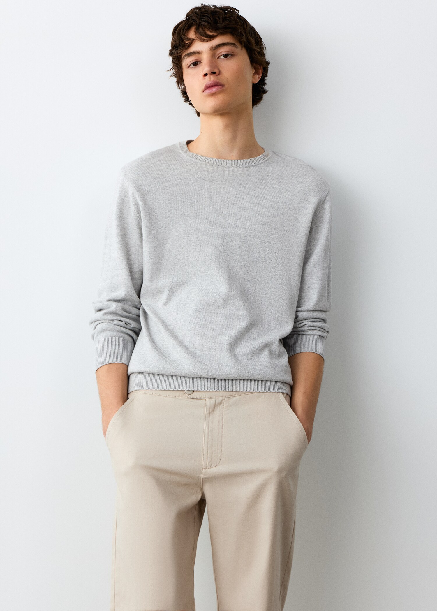 Straight cotton-linen trousers - Details of the article 1
